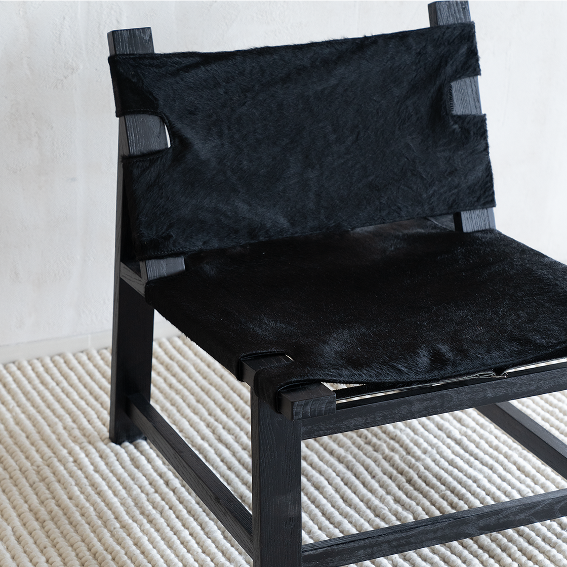 Cole Solid Oak Wood - Horse Hair Leather Lounge Chair - LJ1190 - Lounge Chair - WS Living Furniture Furniture Store in Dubai