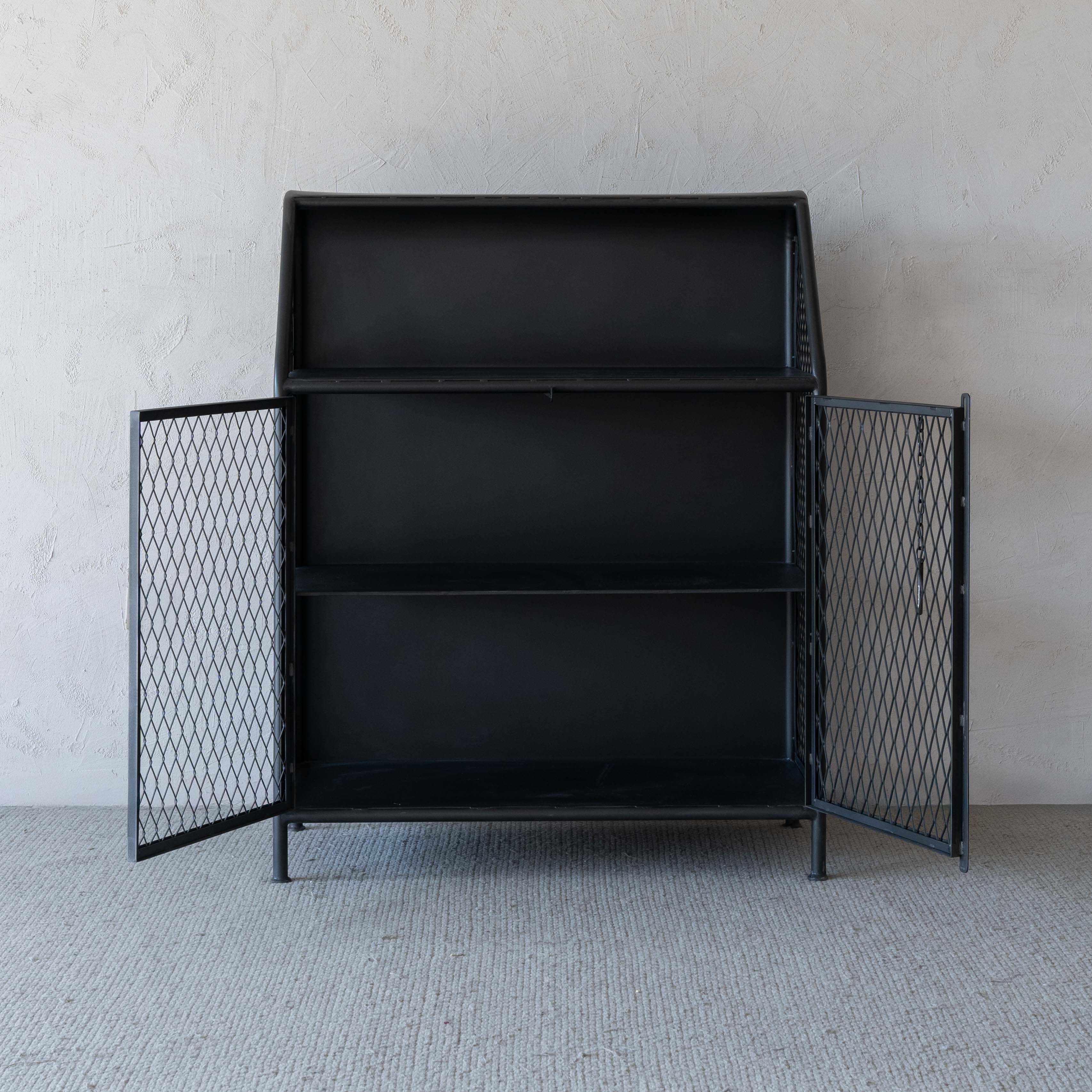 Arthur Grey Wash Industrial Bar Cabinet with Steel Mesh - Cabinets - WS Living Furniture Furniture Store in Dubai