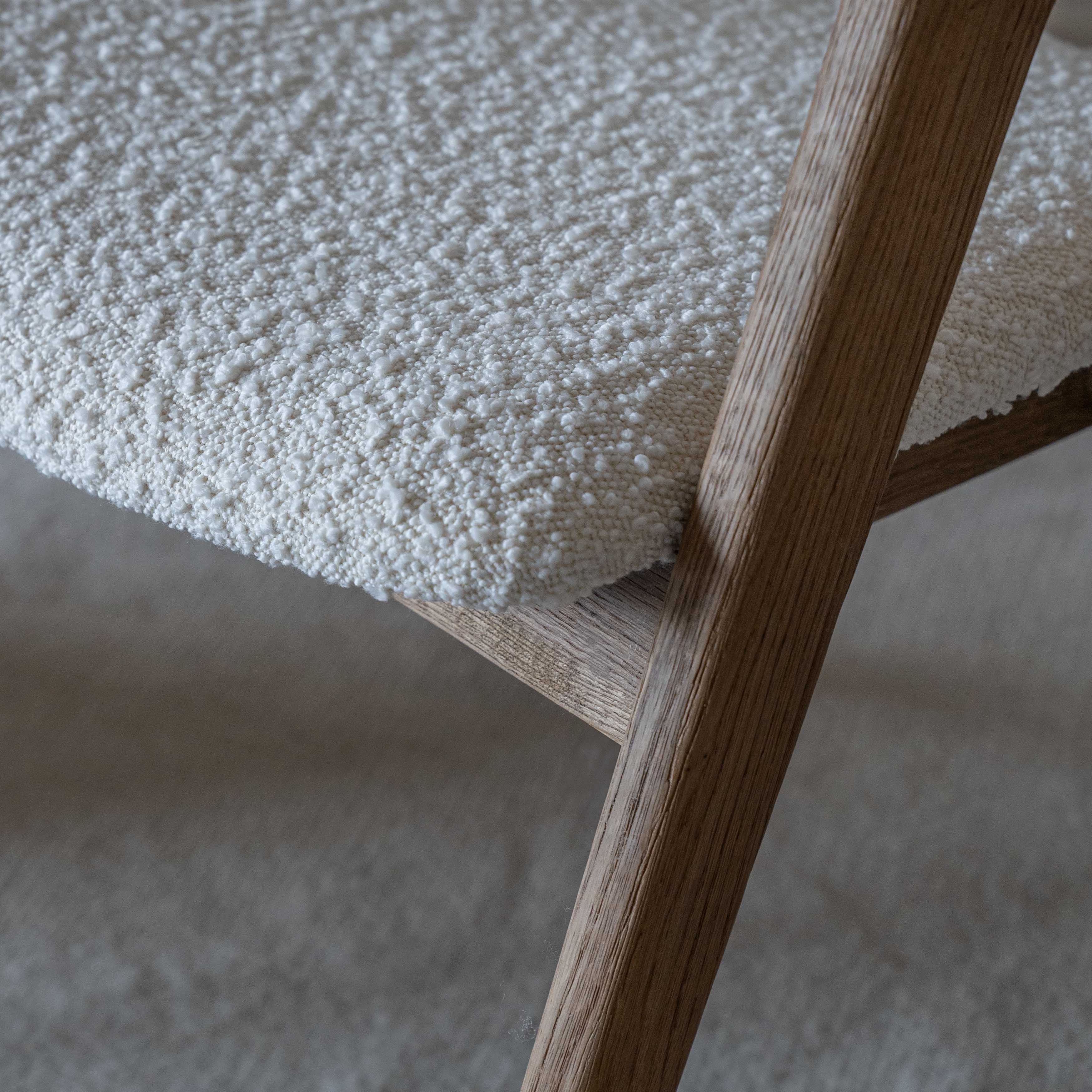 Ashley Natural Solid Wood & Boucle Dining Chair - Dining Chairs - WS Living Furniture Furniture Store in Dubai