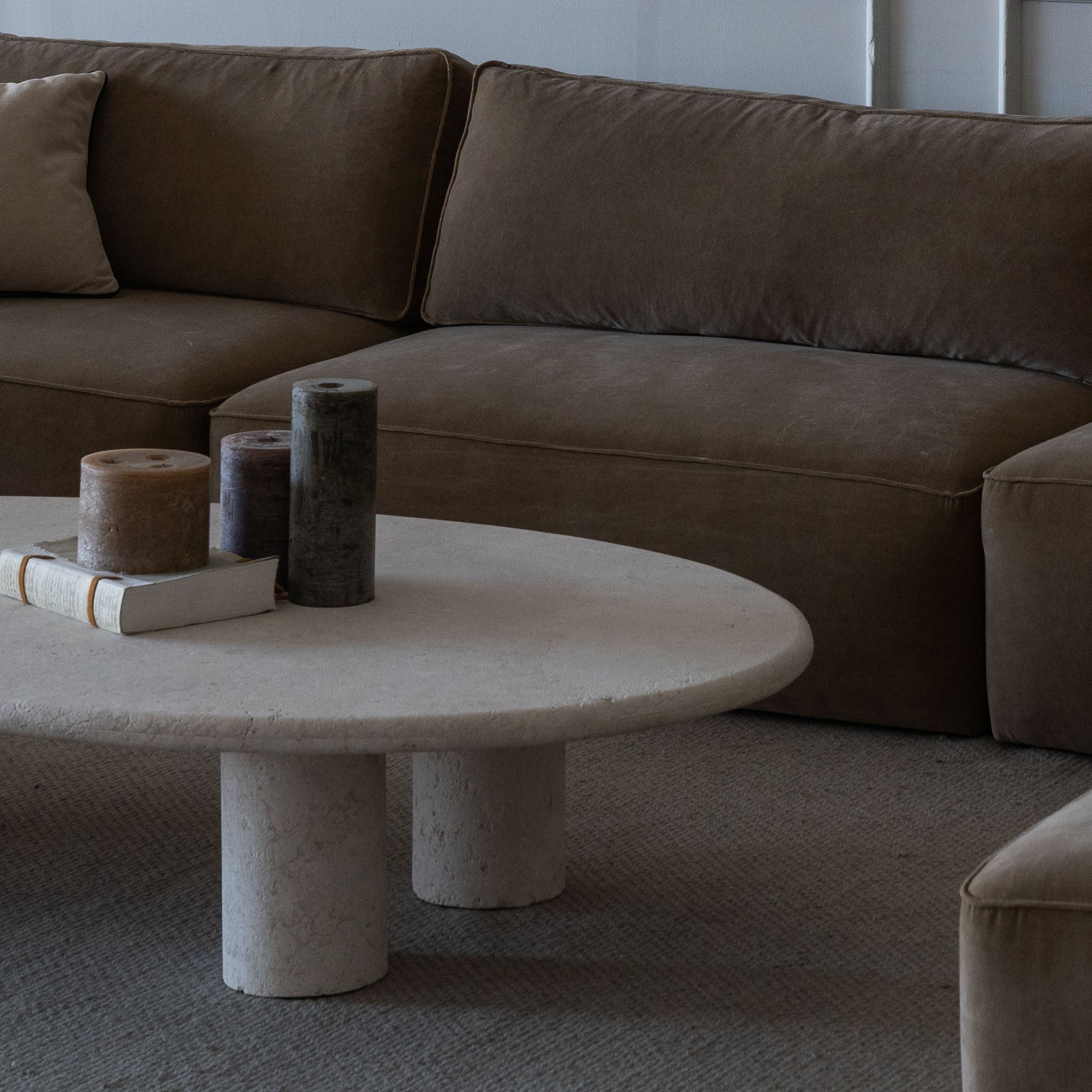 Athens Lime Stone Oval Coffee Table - Coffee Tables - WS Living Furniture Furniture Store in Dubai