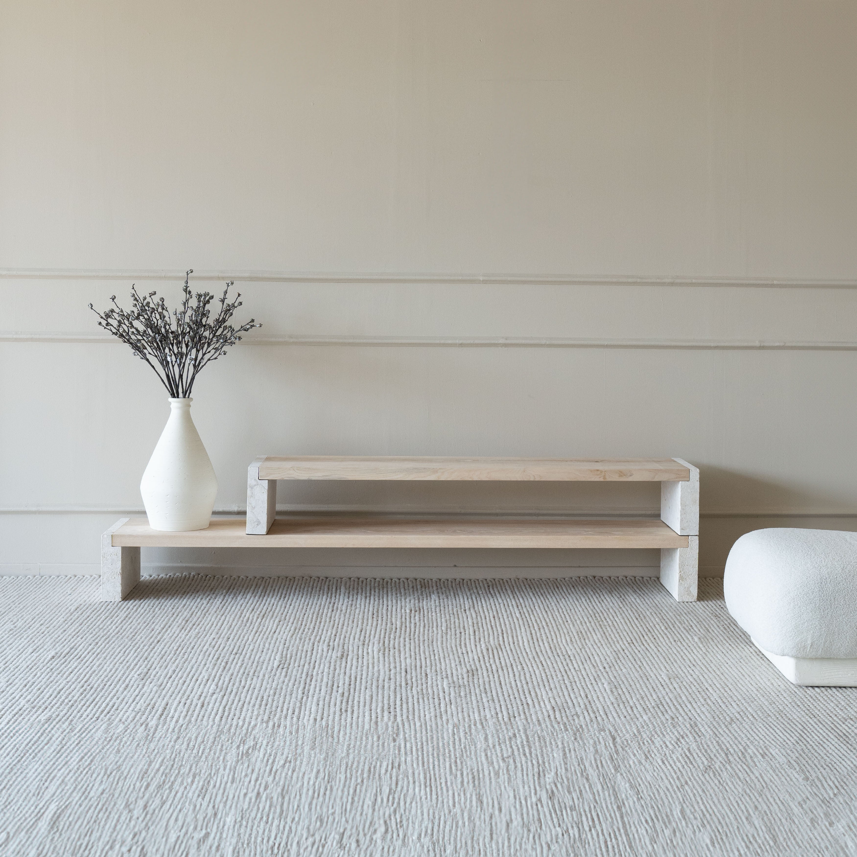 Athens Two Layers - Lime stone TV unit - TV Units - WS Living Furniture Furniture Store in Dubai