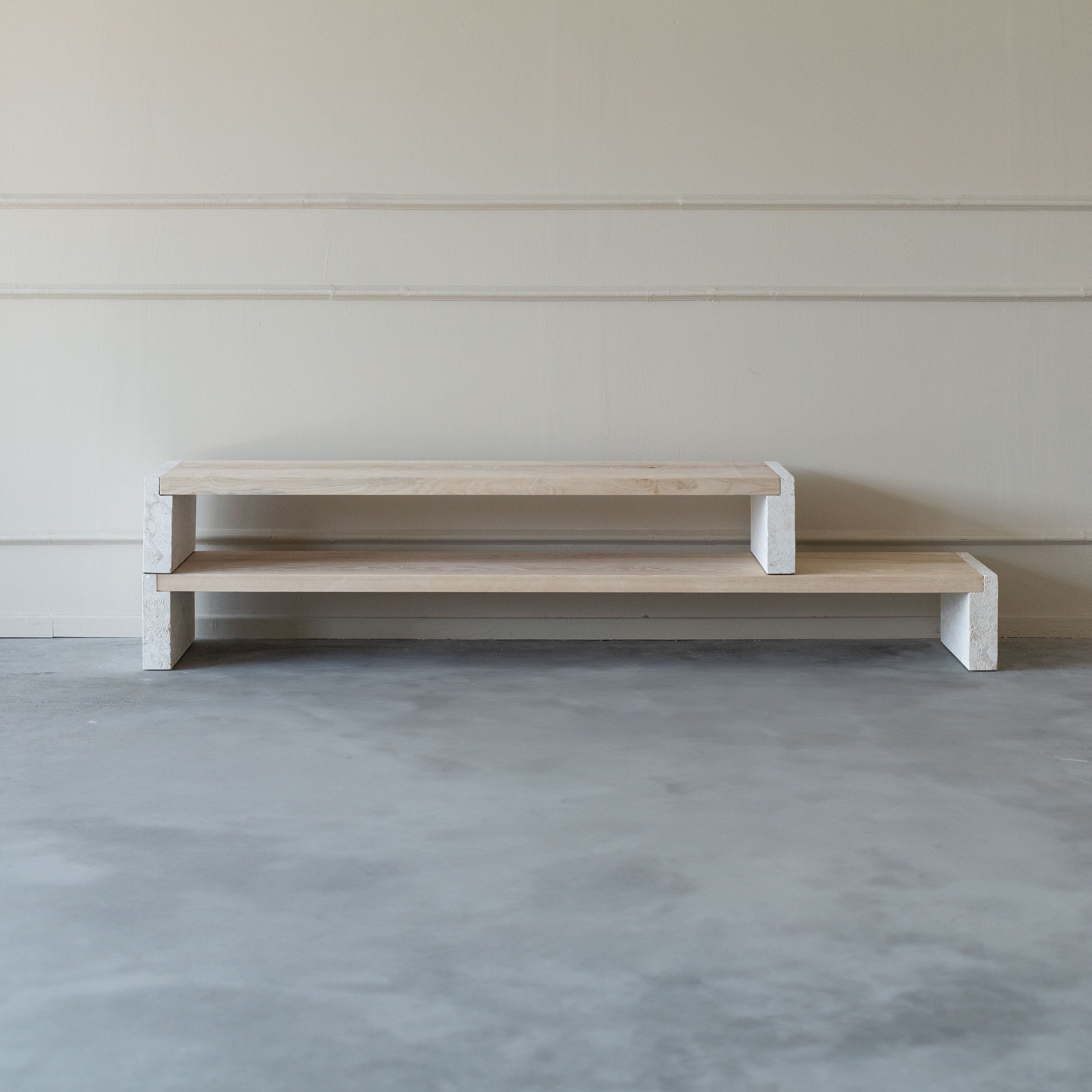Athens Two Layers - Lime stone TV unit - TV Units - WS Living Furniture Furniture Store in Dubai