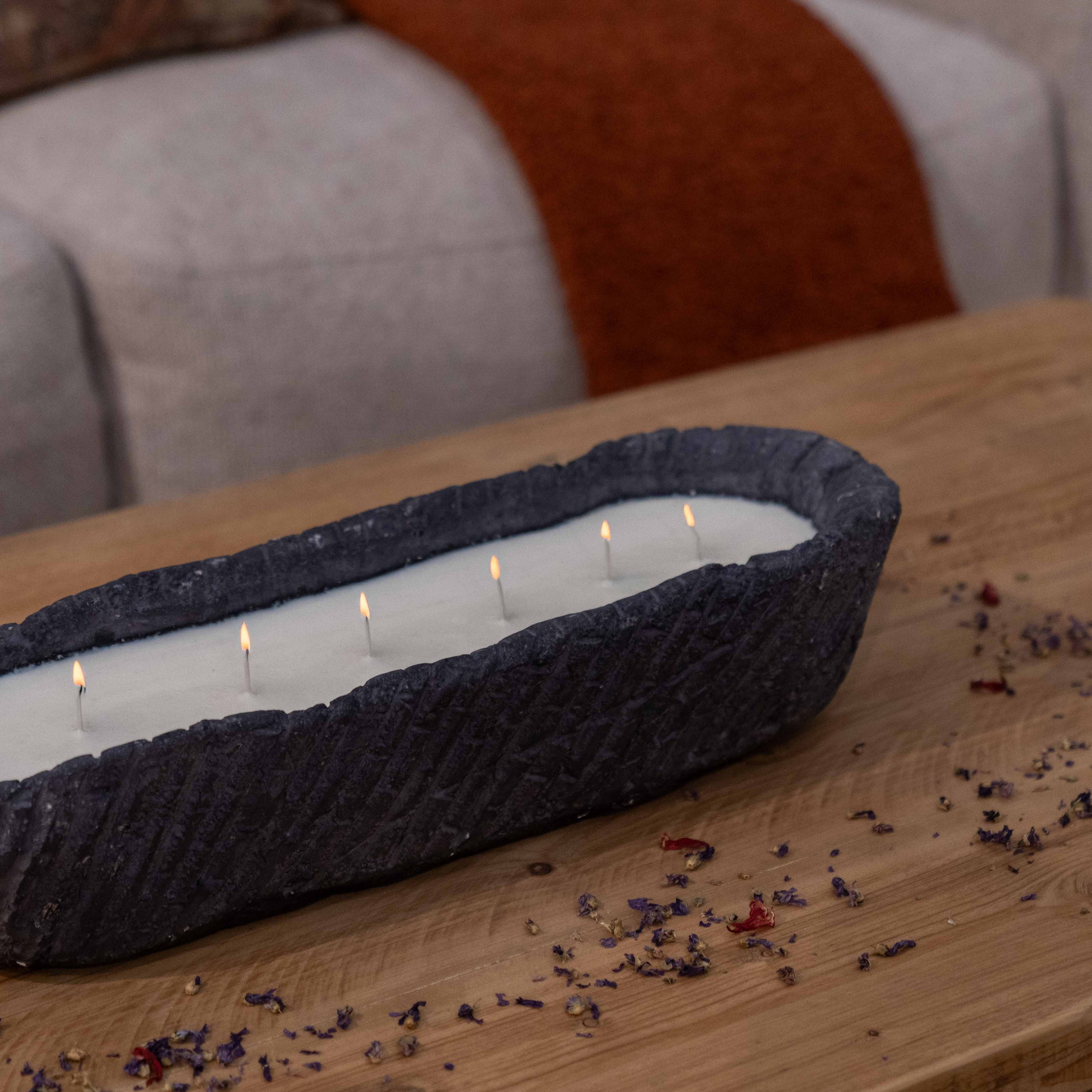 Zen Glow Limestone & Soya Wax Oval Loaf Bowl Candle - Candle Holders - WS Living Furniture Furniture Store in Dubai