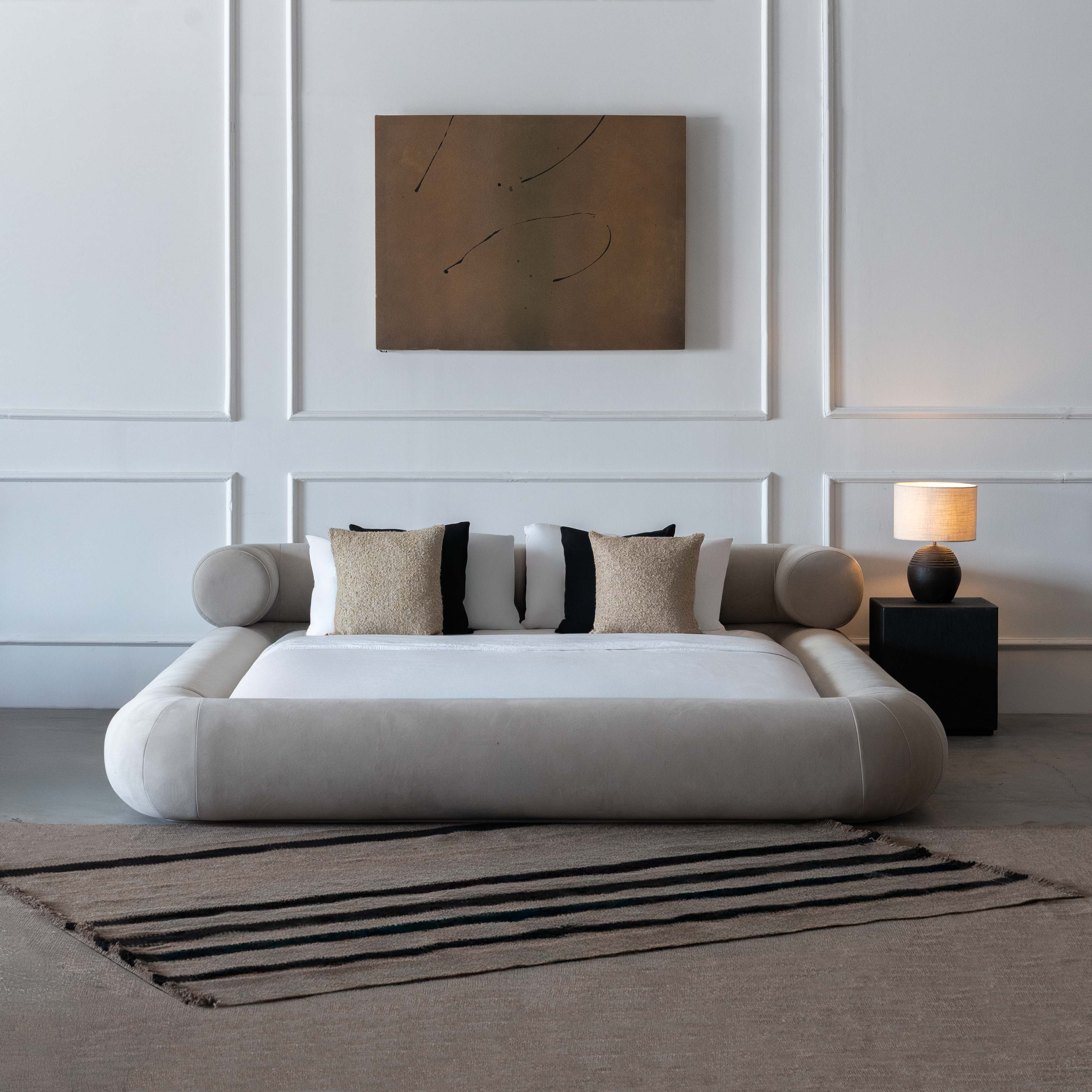 Morano Bespoke Modern Beige Curve Head King Size Bed - Bed - WS Living Furniture Furniture Store in Dubai