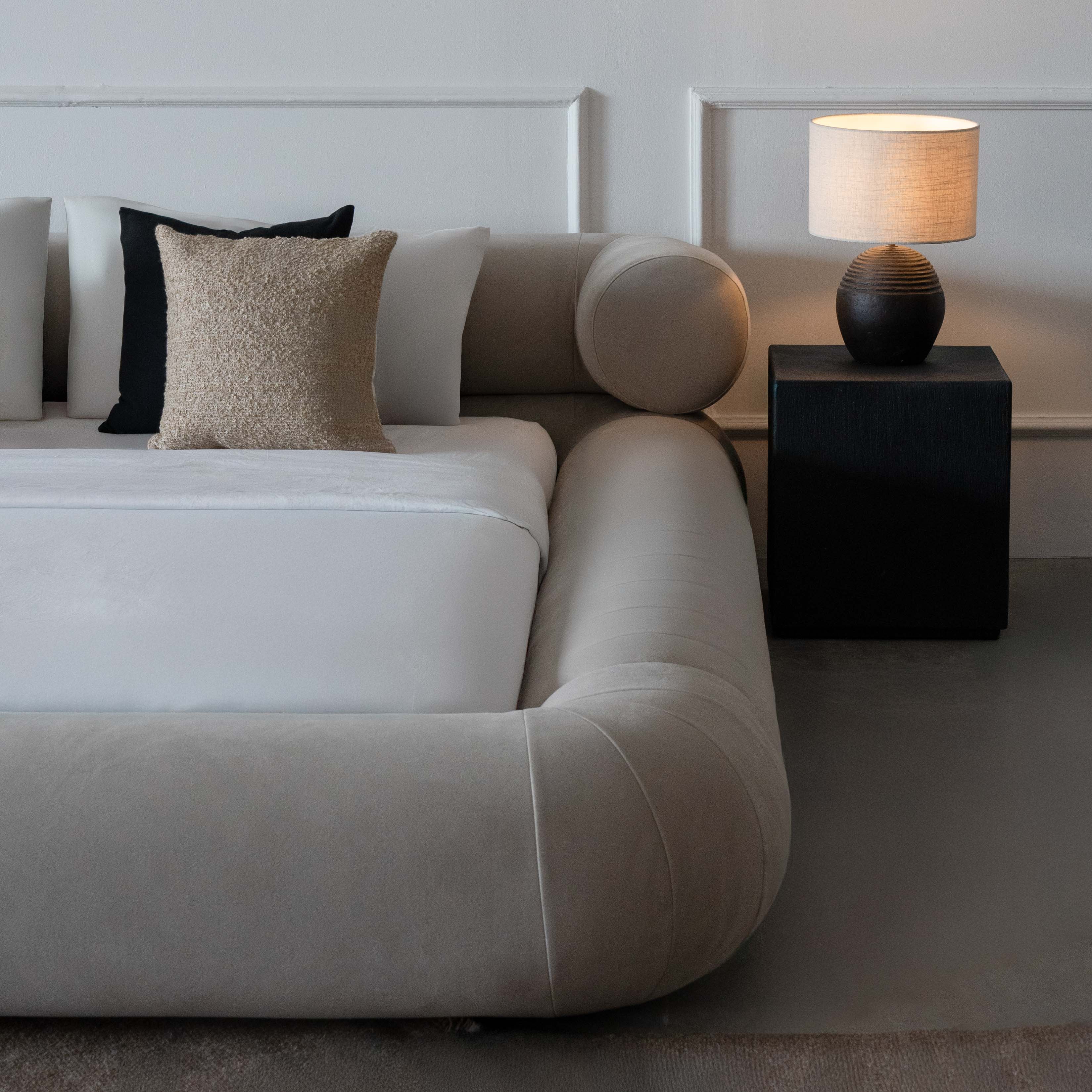 Morano Bespoke Modern Beige Curve Head King Size Bed - Bed - WS Living Furniture Furniture Store in Dubai