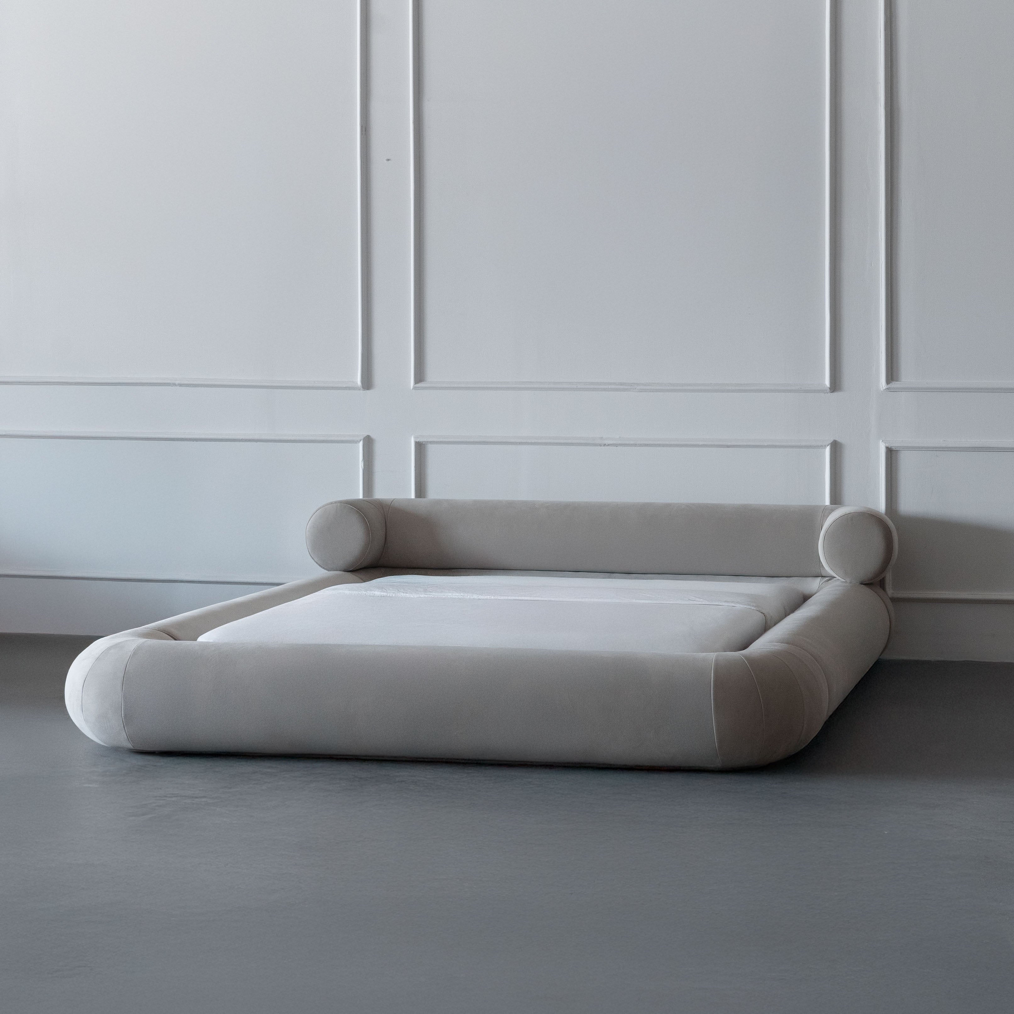 Morano Bespoke Modern Beige Curve Head King Size Bed - Bed - WS Living Furniture Furniture Store in Dubai
