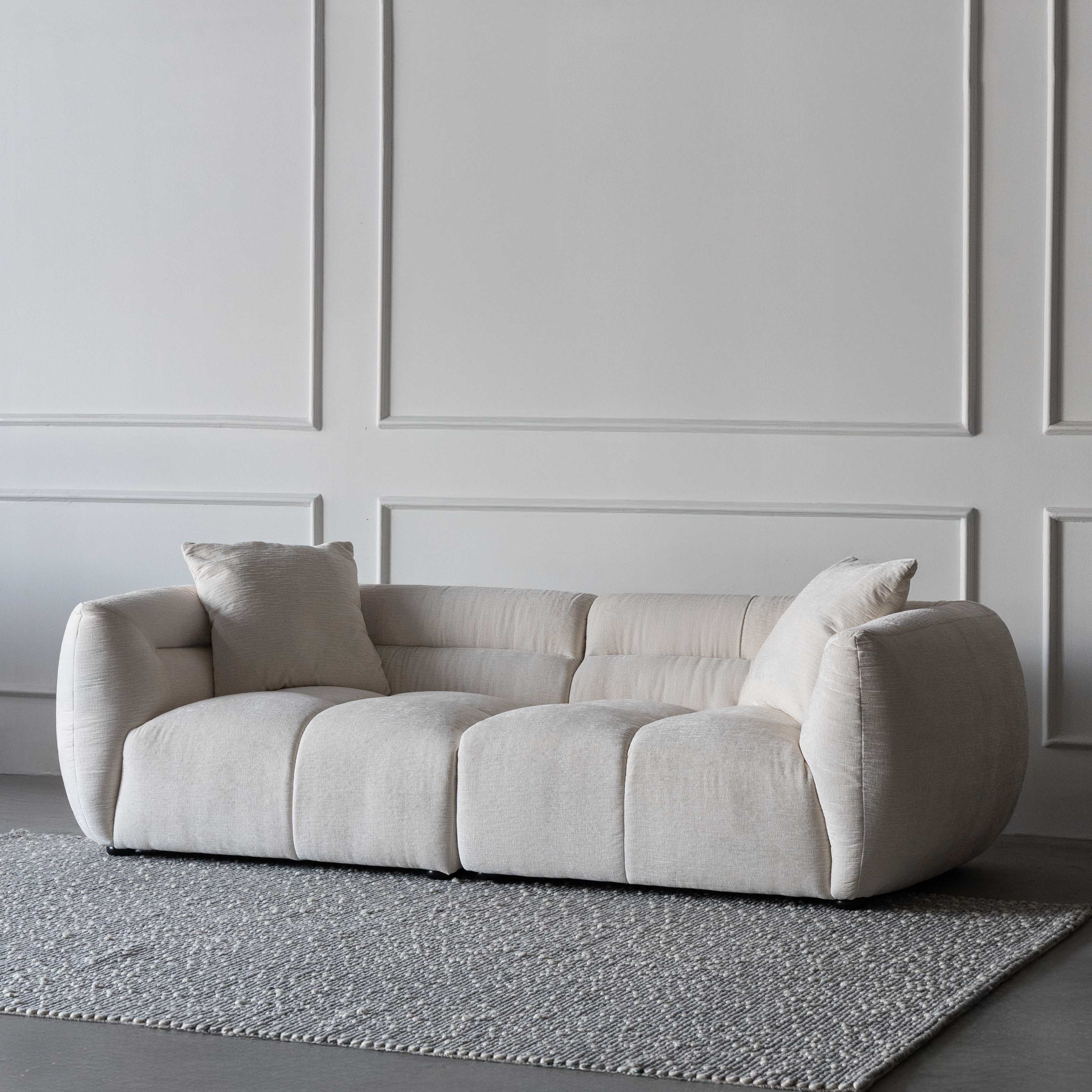 Aurelia White Comfortable Modern 3 Seater Sofa - Sofas - WS Living Furniture Furniture Store in Dubai