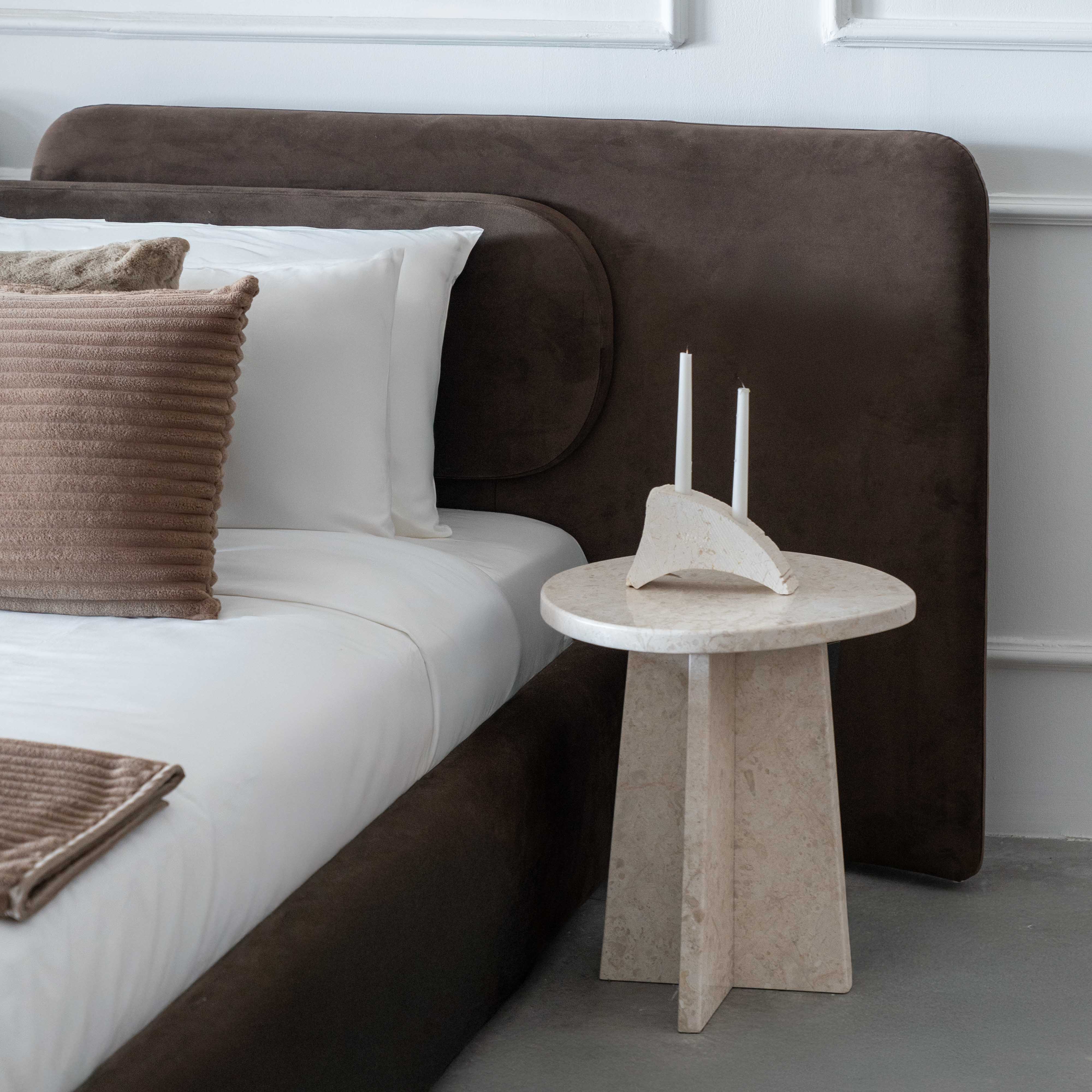 Aurora Bespoke Modern Walnut King Size Bed - Bed - WS Living Furniture Furniture Store in Dubai