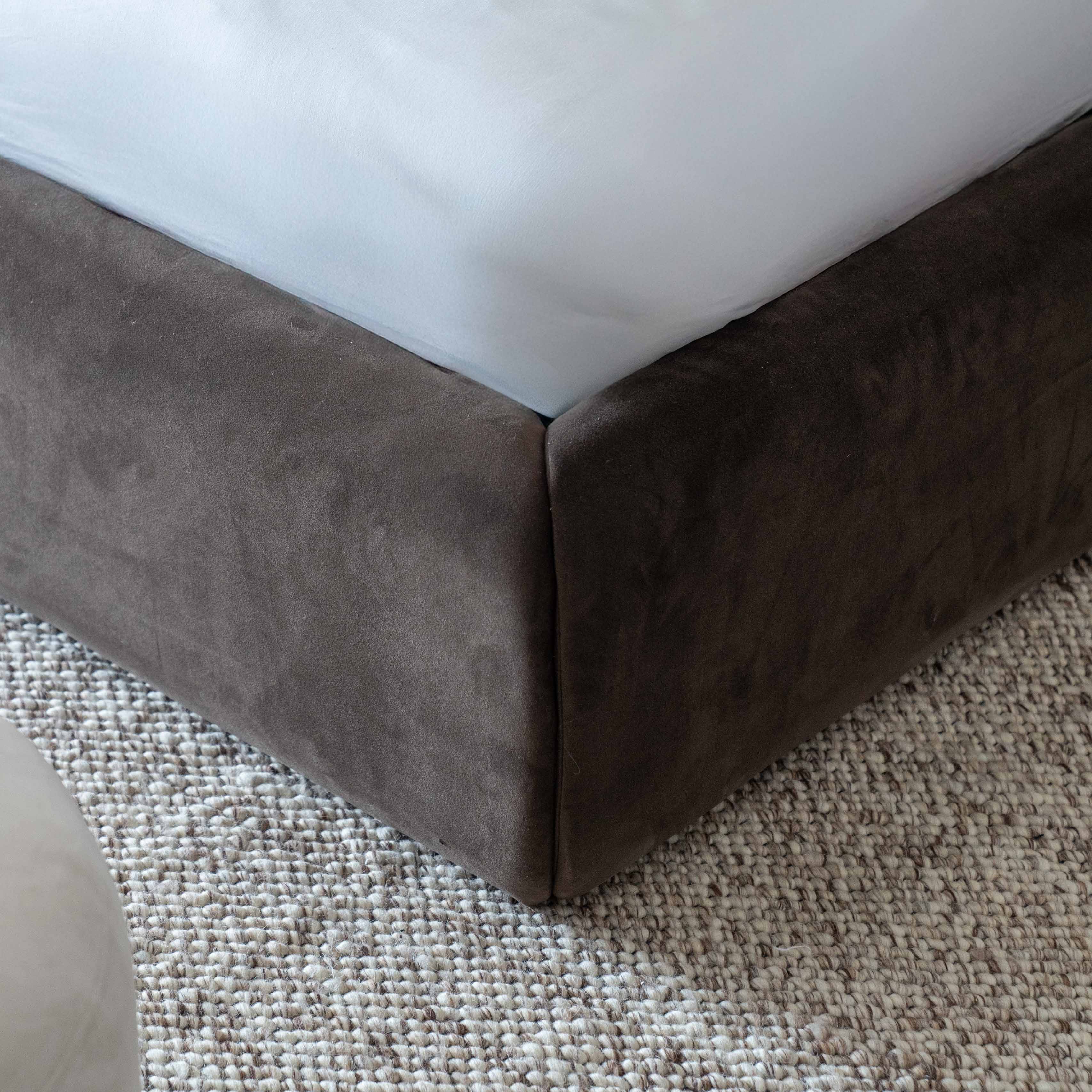 Aurora Bespoke Modern Walnut King Size Bed - Bed - WS Living Furniture Furniture Store in Dubai