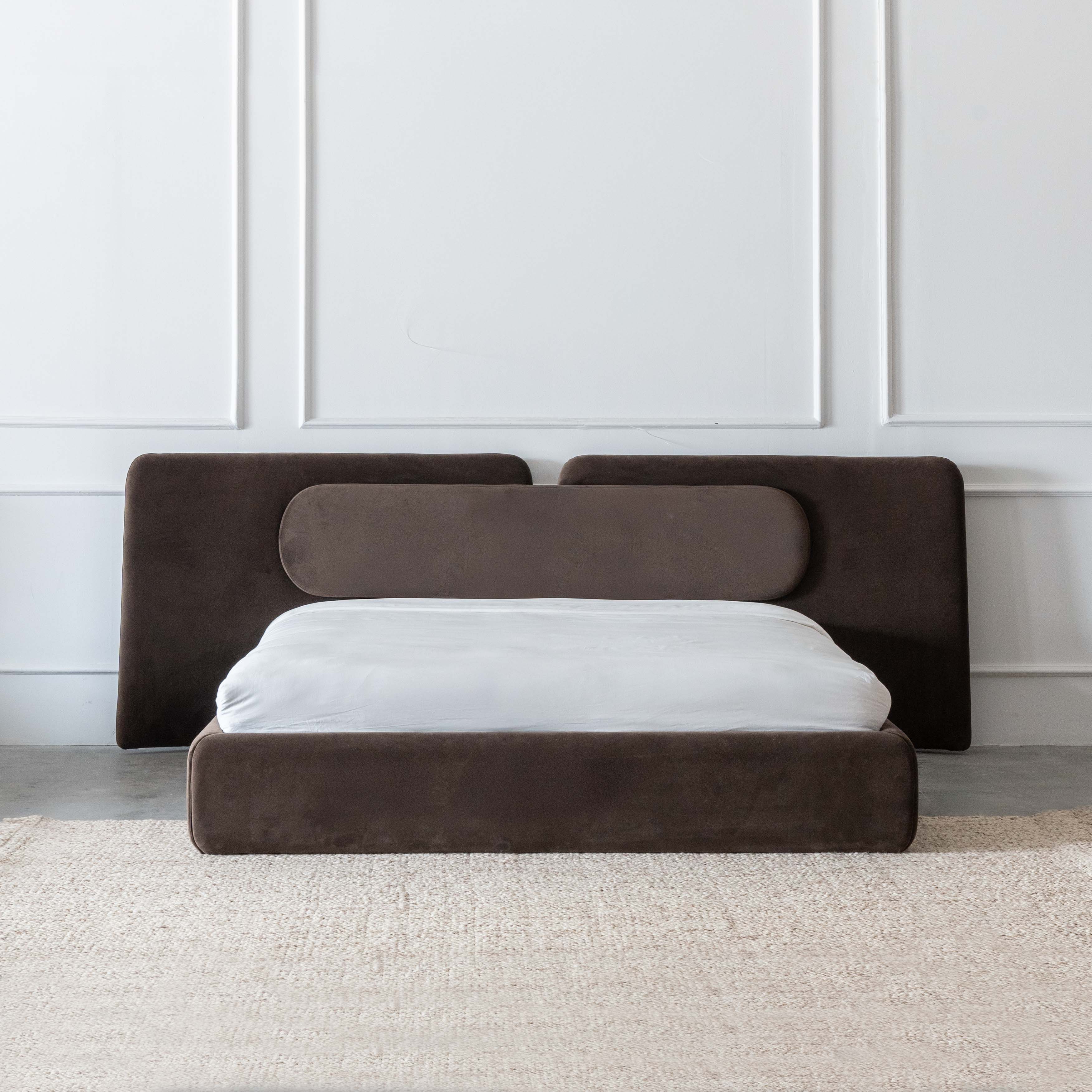 Aurora Bespoke Modern Walnut King Size Bed - Bed - WS Living Furniture Furniture Store in Dubai