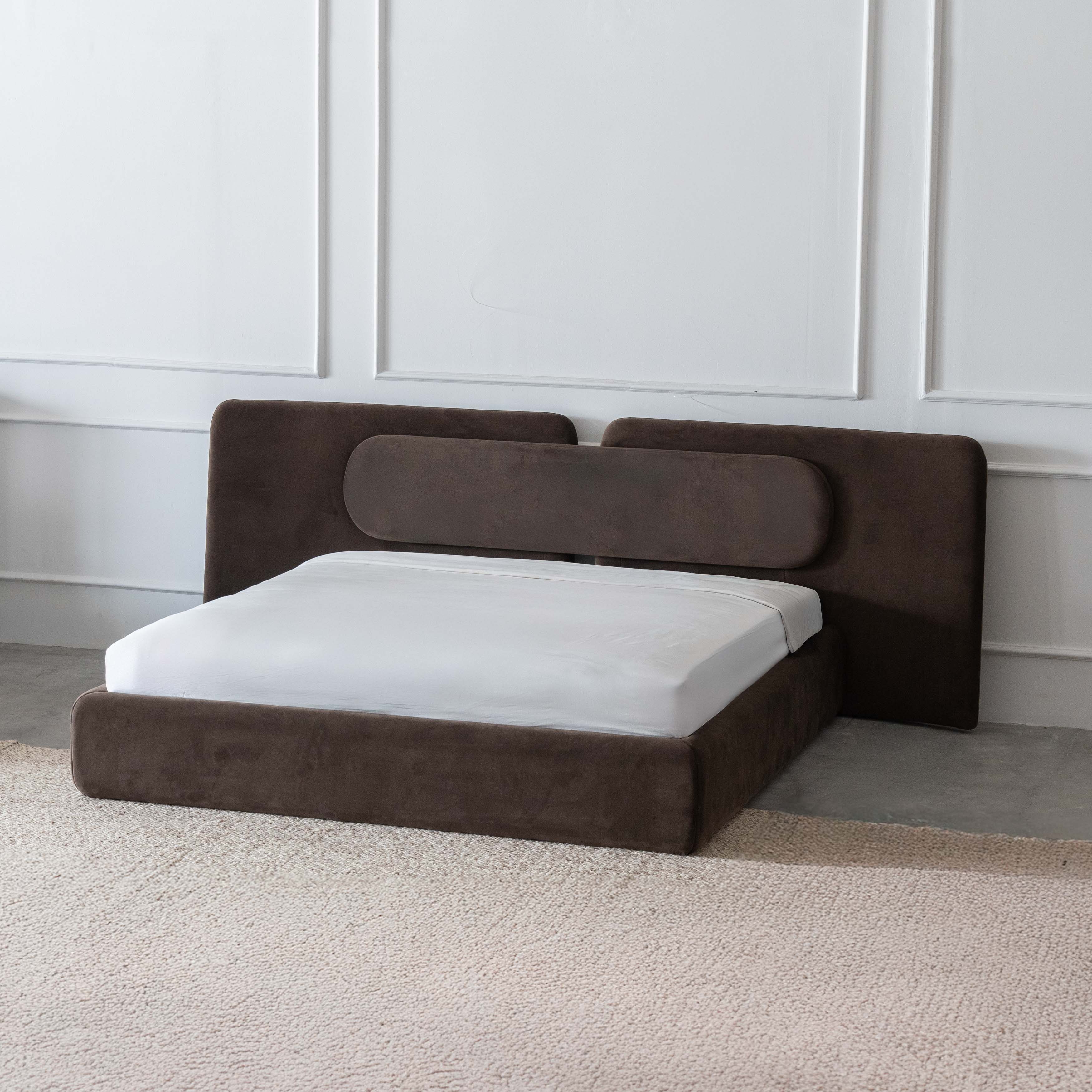 Aurora Bespoke Modern Walnut King Size Bed - Bed - WS Living Furniture Furniture Store in Dubai