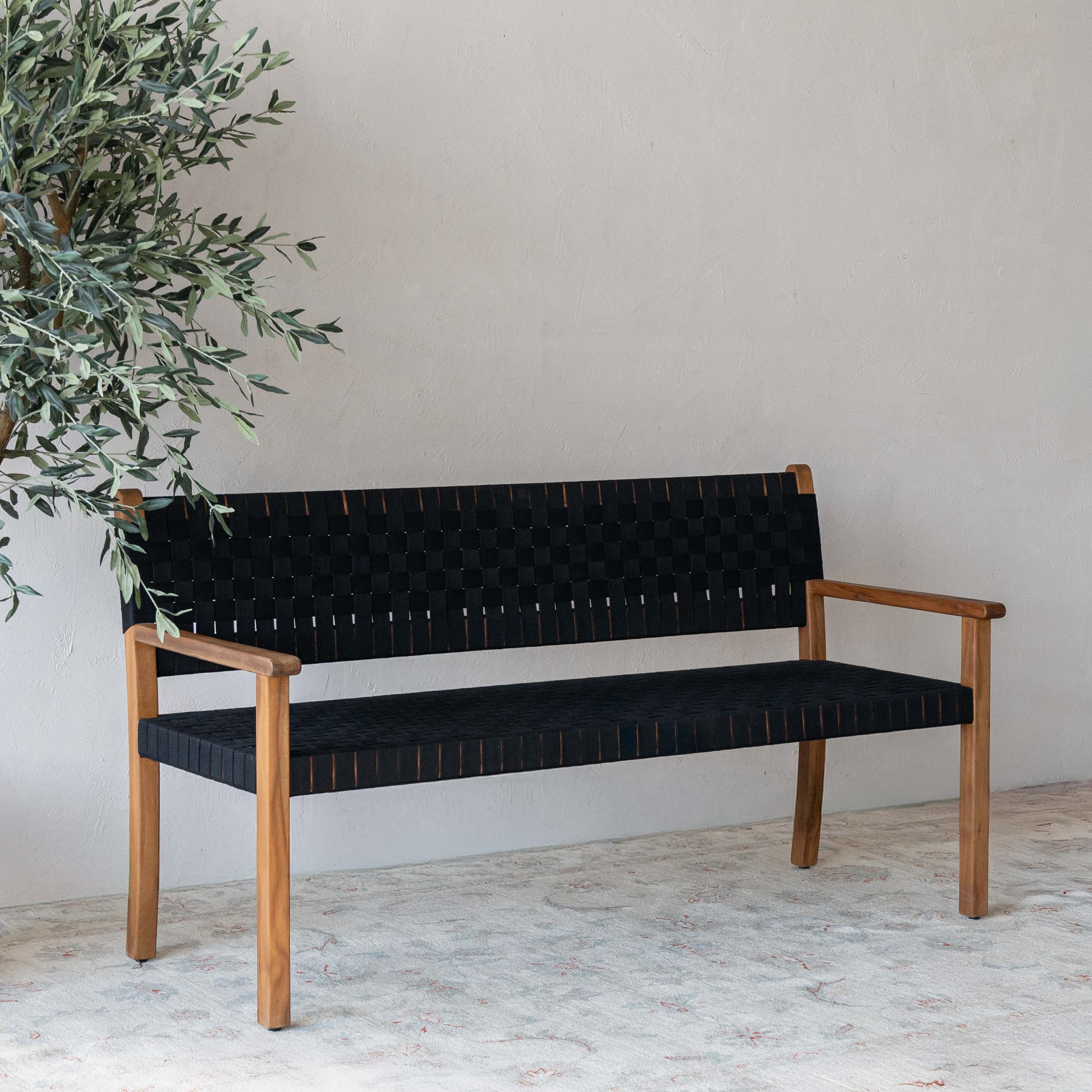 Avalon Solid Wood & Black Rope Lounger Sofa| 3 Seater Sofa - (CW-12810) - Sofas - WS Living Furniture Furniture Store in Dubai