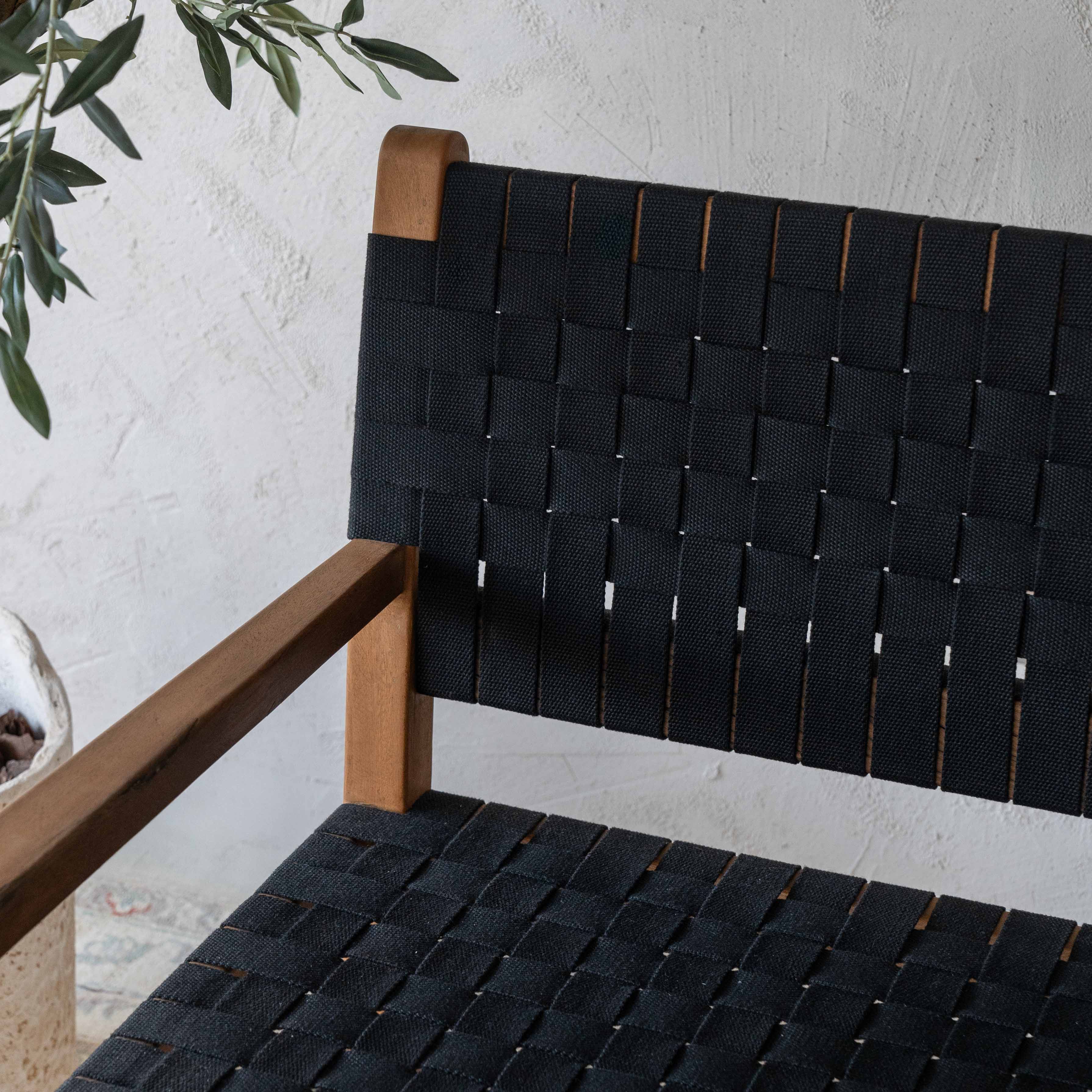 Avalon Solid Wood & Black Rope Lounger Sofa| 3 Seater Sofa - (CW-12810) - Sofas - WS Living Furniture Furniture Store in Dubai
