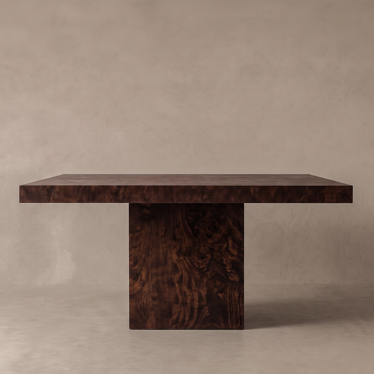 Haven Burl Wood Square Shape Dining Table - WALNUT