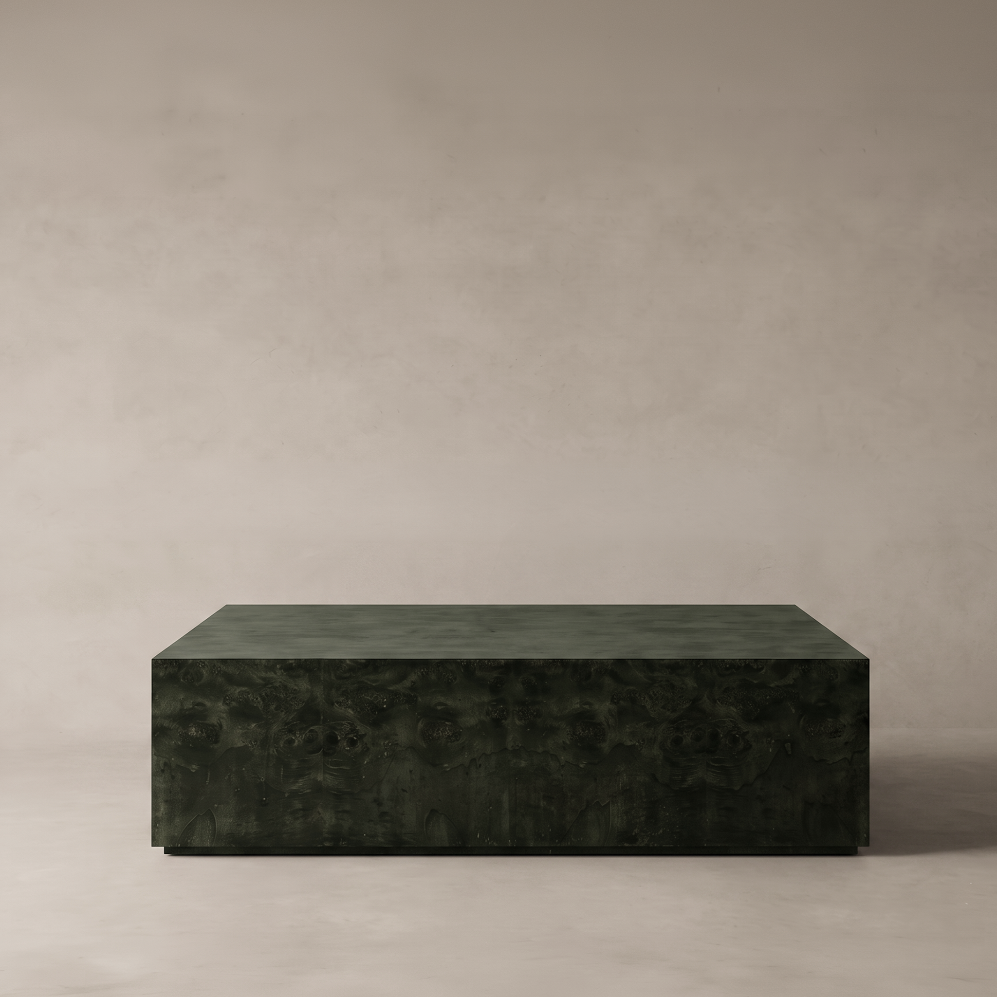 Alden Burl Wood Big Square Coffee Table - OLIVE GREEN