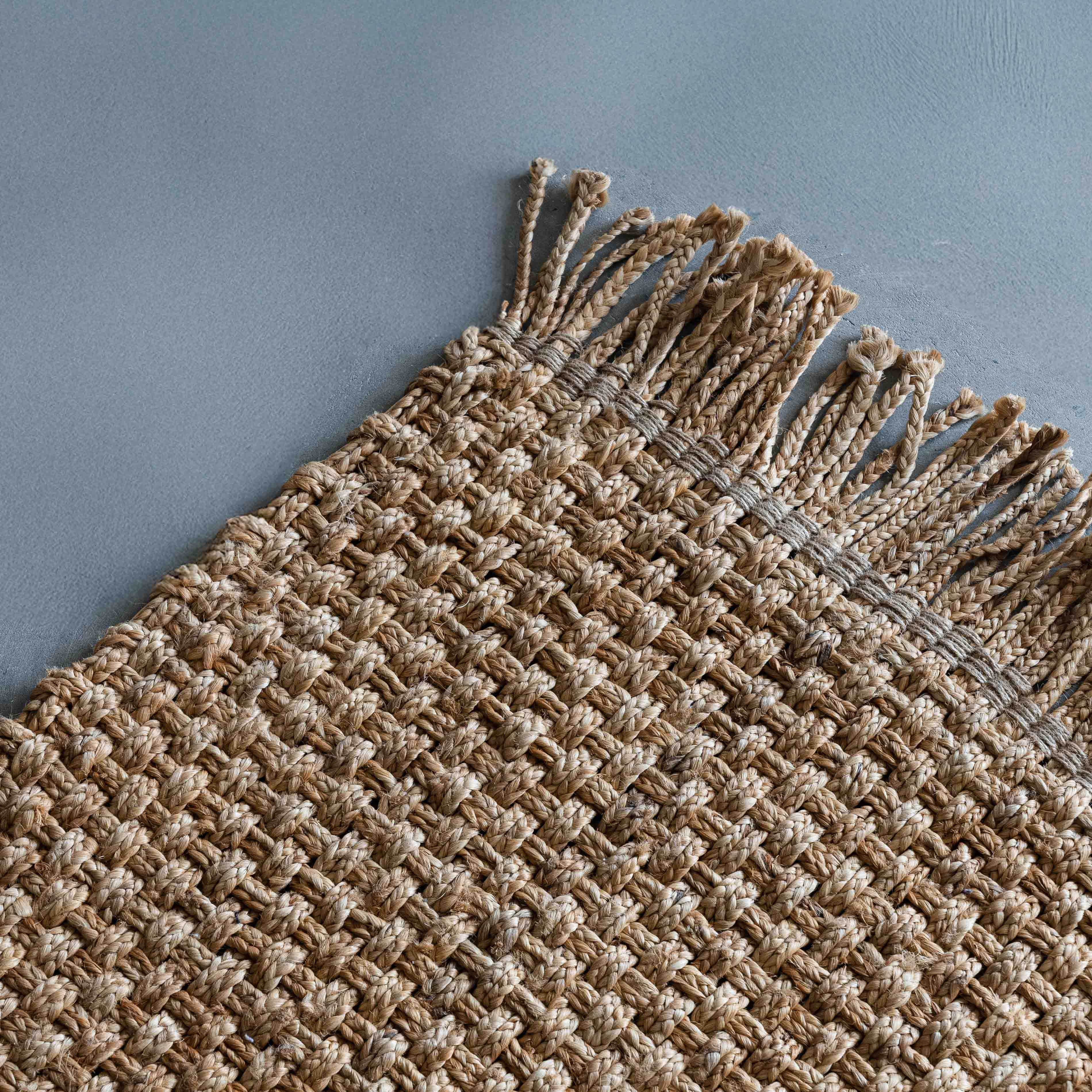 Basket Weave BRJ Jute Blend Brown Handcrafted Jute Rug - Rugs - WS Living Furniture  Furniture Store in Dubai