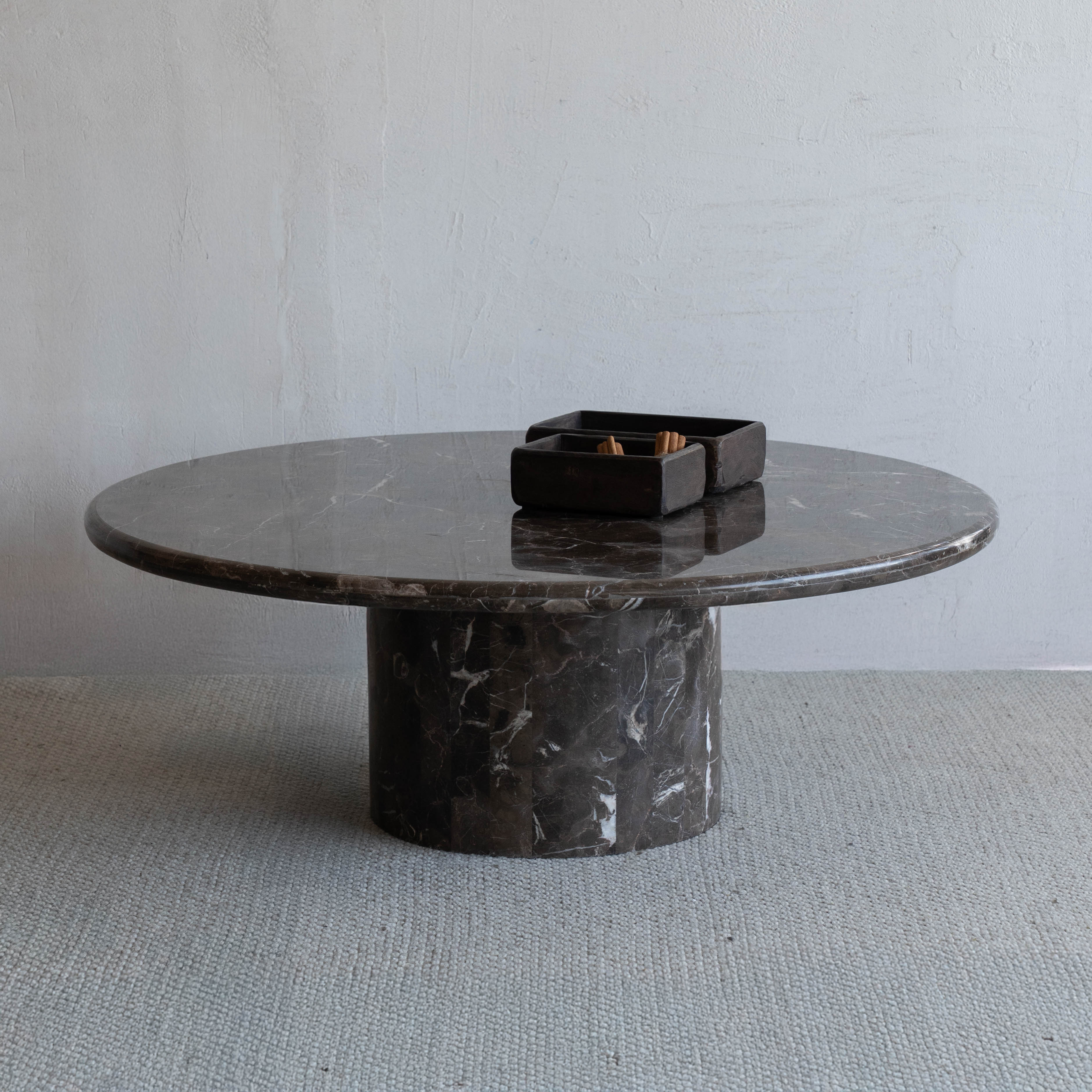 Imperio Brown Marble Round Coffee Table