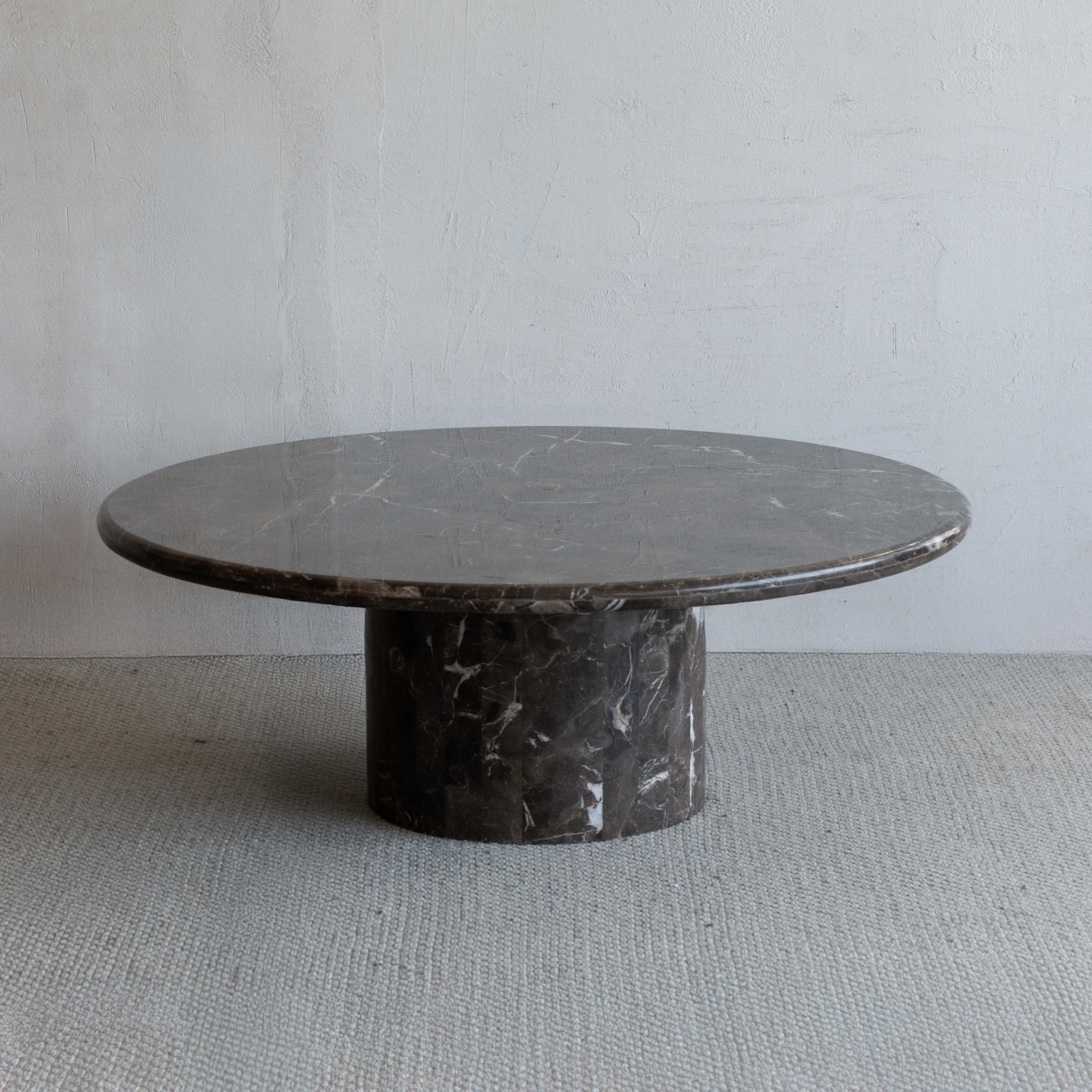 Imperio Brown Marble Round Coffee Table