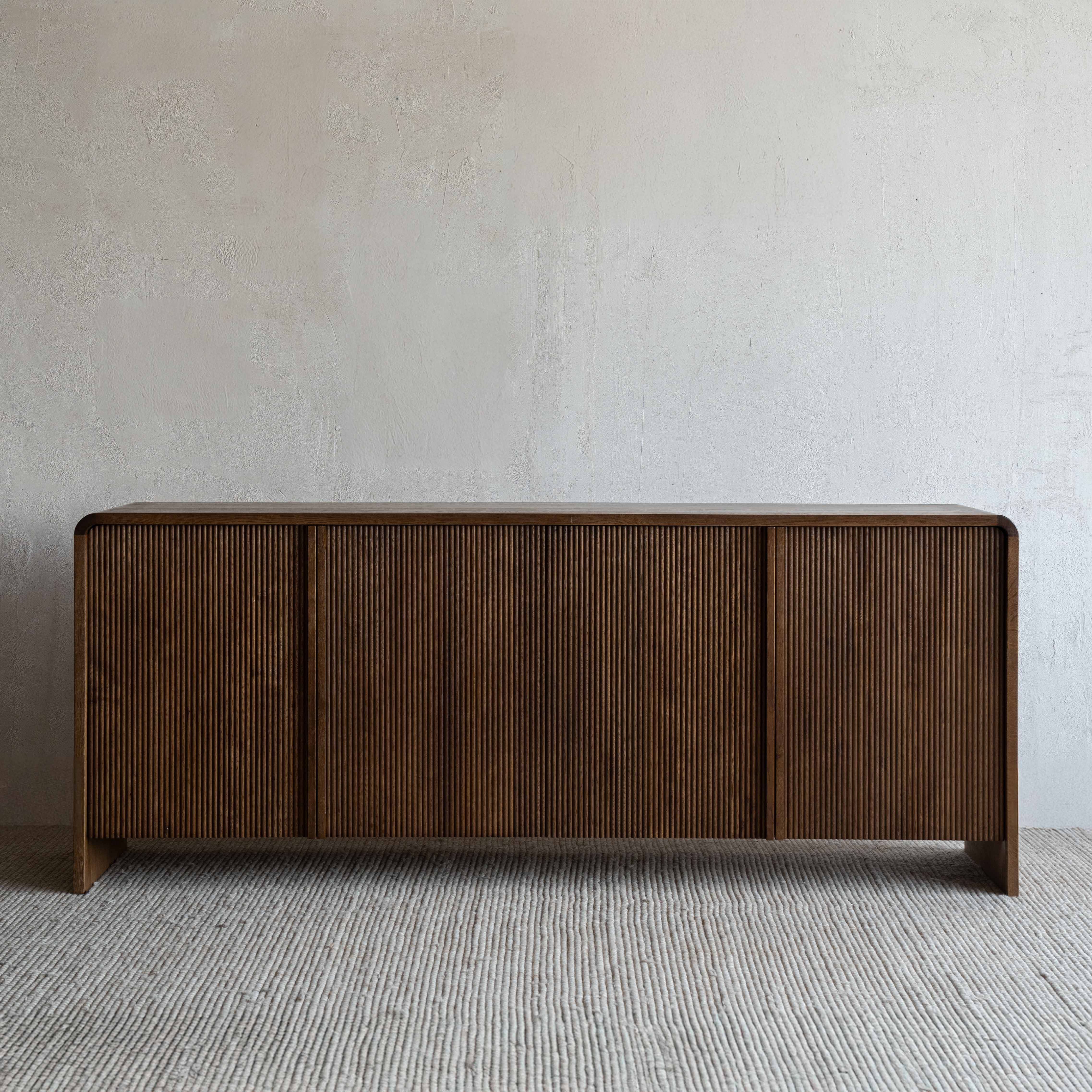 Bruno Modern Oak Wood Fluted Sideboard - WALNUT