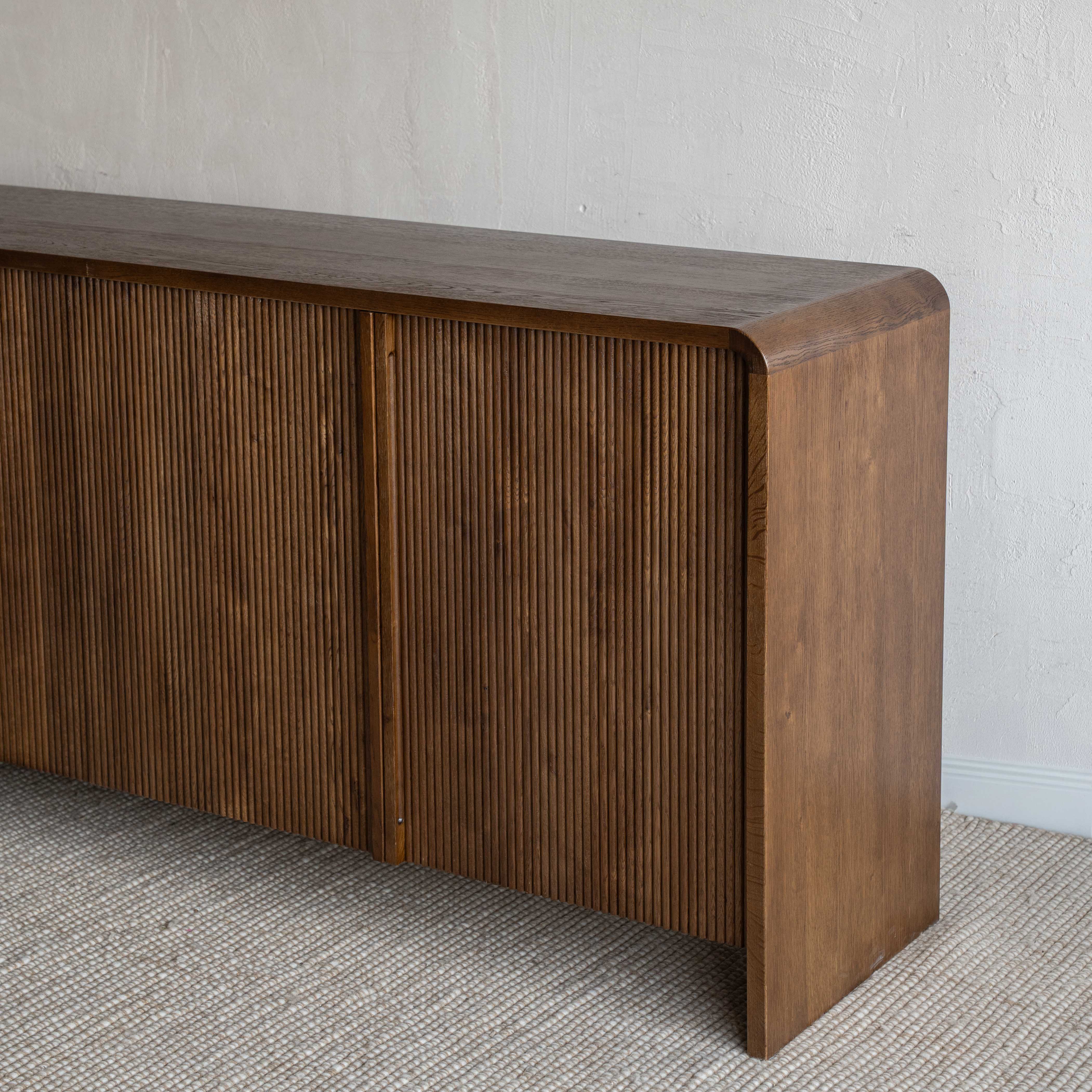 Bruno Modern Oak Wood Fluted Sideboard - WALNUT