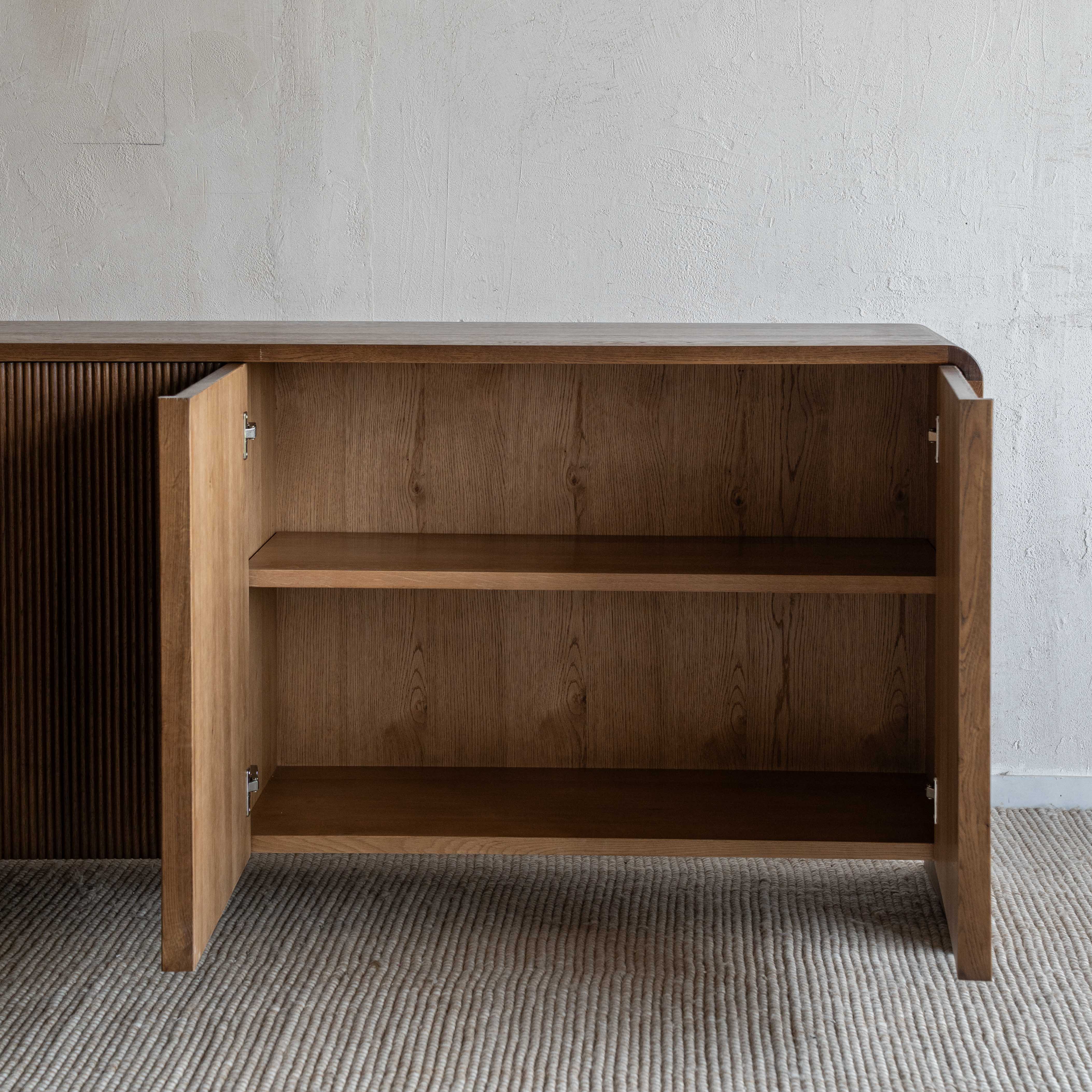 Bruno Modern Oak Wood Fluted Sideboard - WALNUT