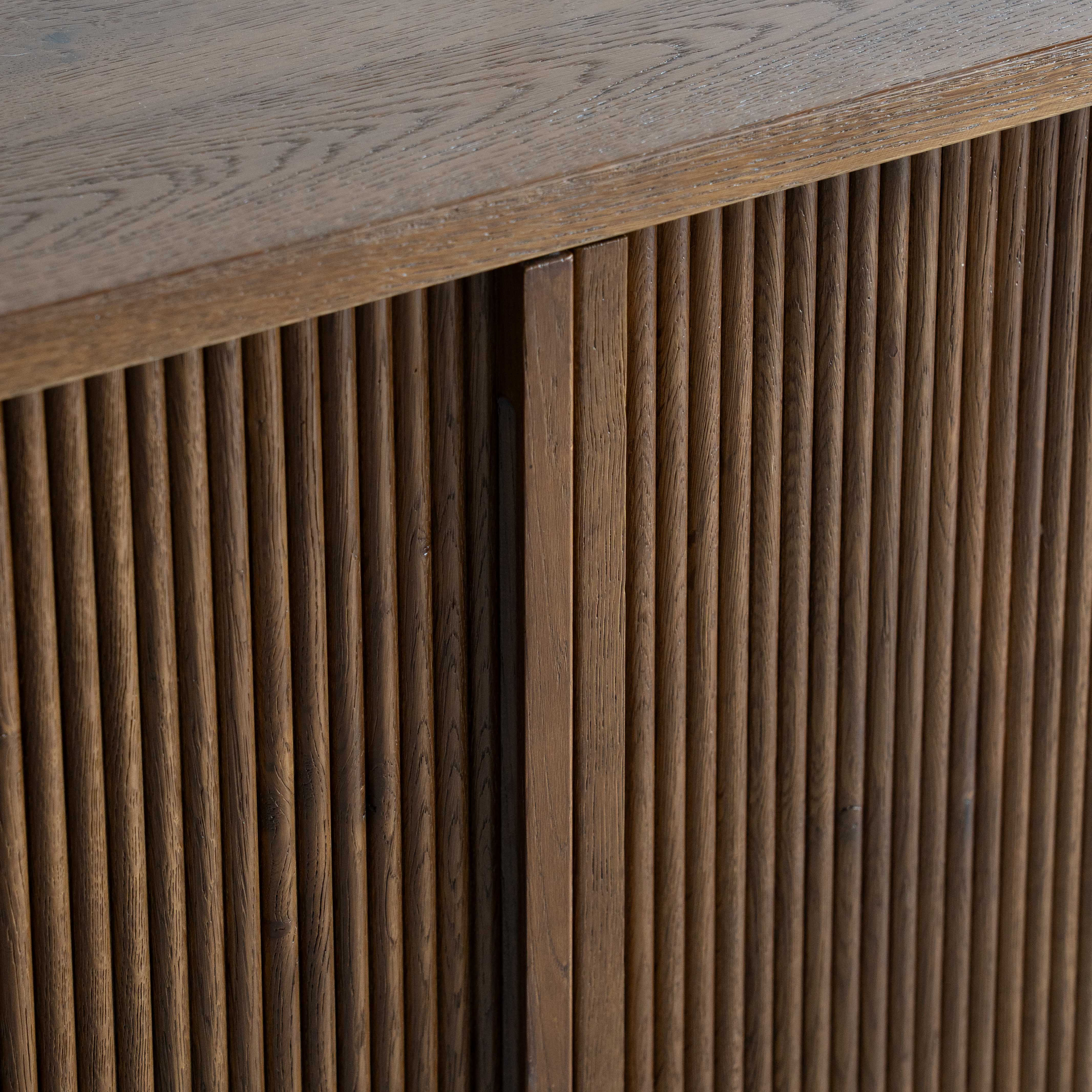 Bruno Modern Oak Wood Fluted Sideboard - WALNUT