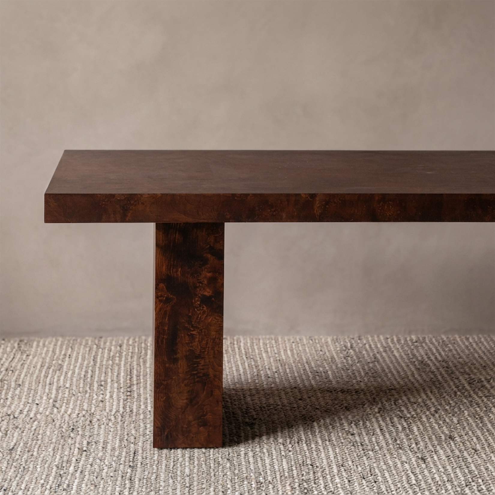 Burl Wood Dark Walnut Rectangle Dining Table