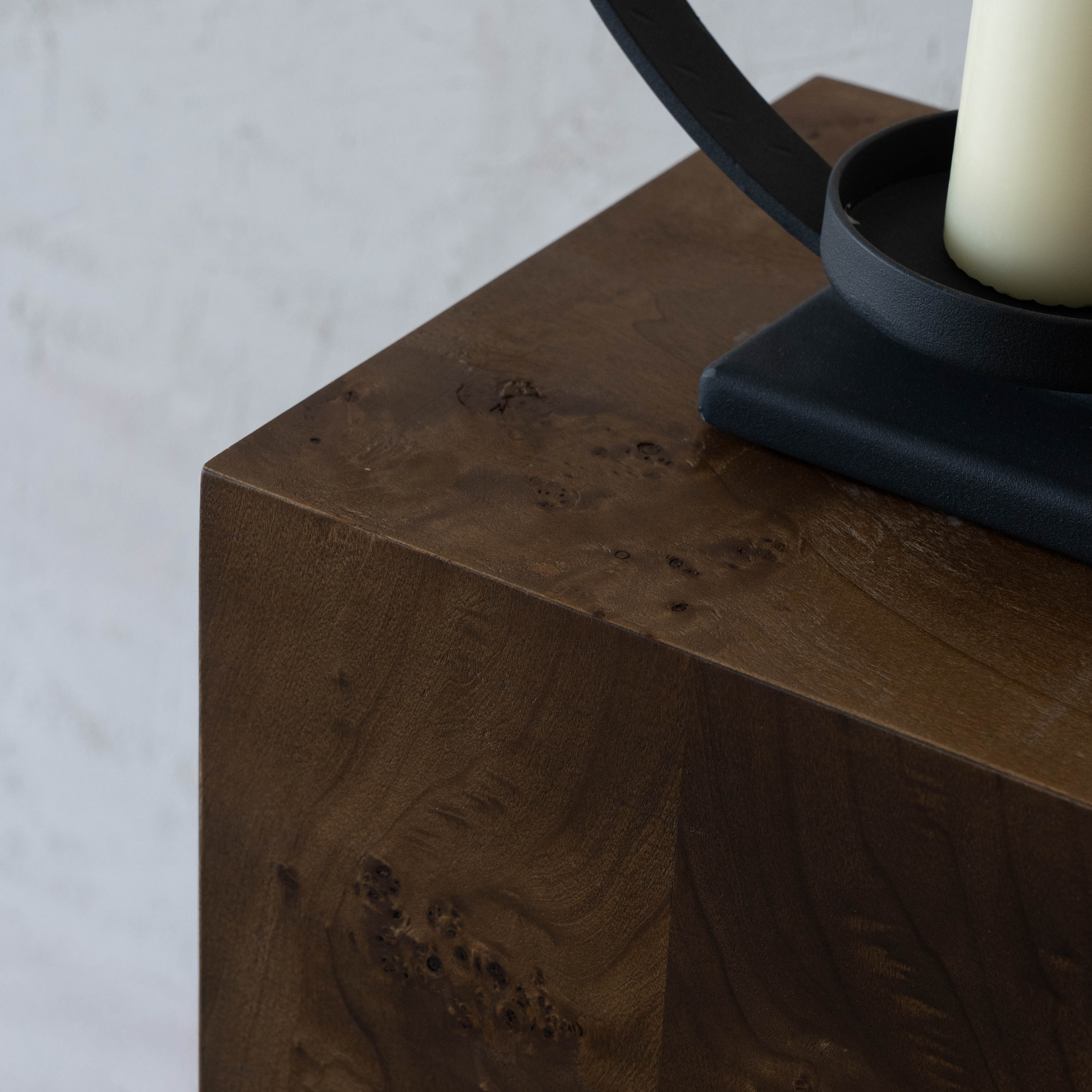 Burl & Craft Dark Walnut Classic Burl Wood Pedestal | Side Table - Side Tables - WS Living Furniture Home Furniture Stores in Dubai