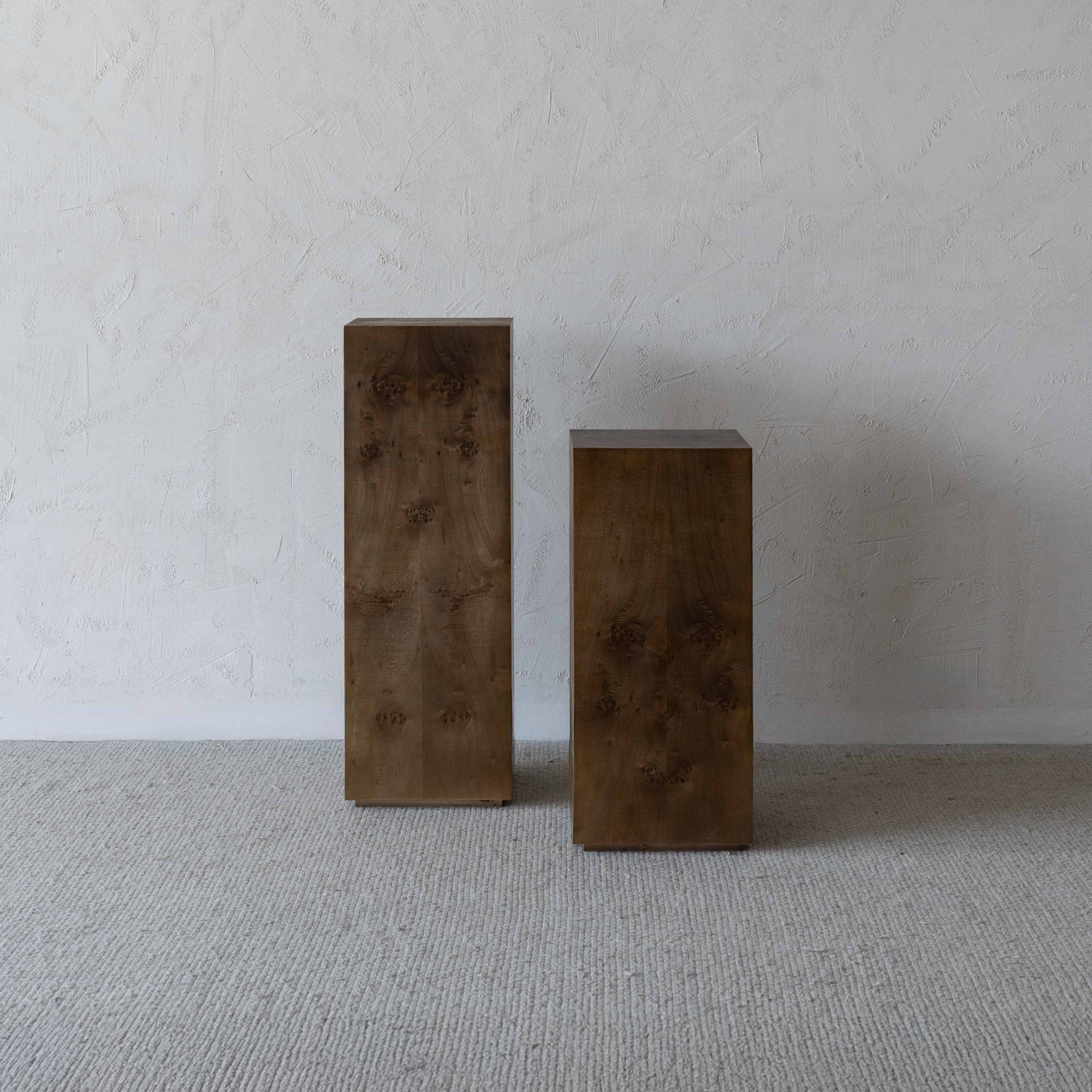 Burl & Craft Dark Walnut Classic Burl Wood Pedestal | Side Table - Side Tables - WS Living Furniture Home Furniture Stores in Dubai