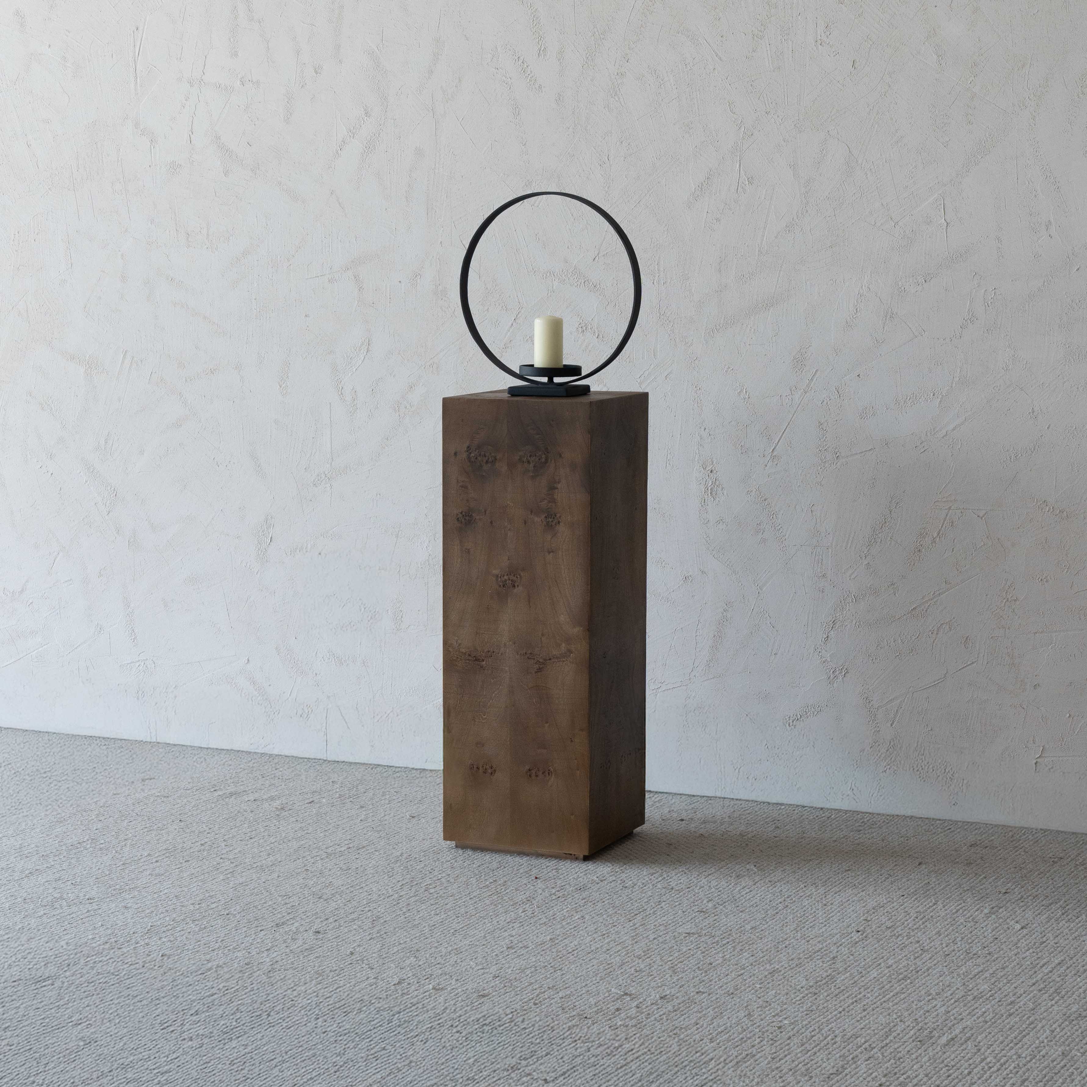 Burl & Craft Dark Walnut Classic Burl Wood Pedestal | Side Table - Side Tables - WS Living Furniture Home Furniture Stores in Dubai