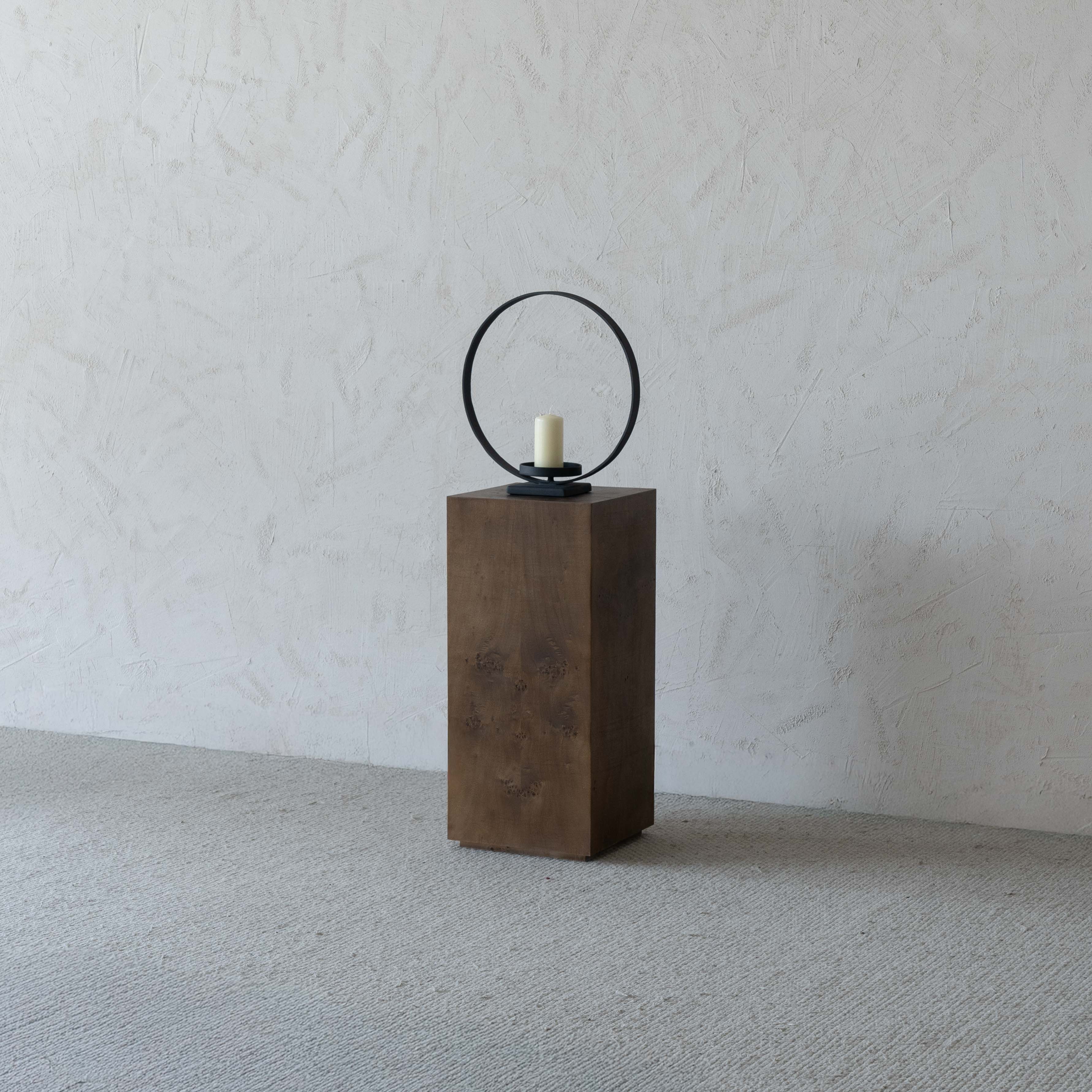 Burl & Craft Dark Walnut Classic Burl Wood Pedestal | Side Table - Side Tables - WS Living Furniture Home Furniture Stores in Dubai