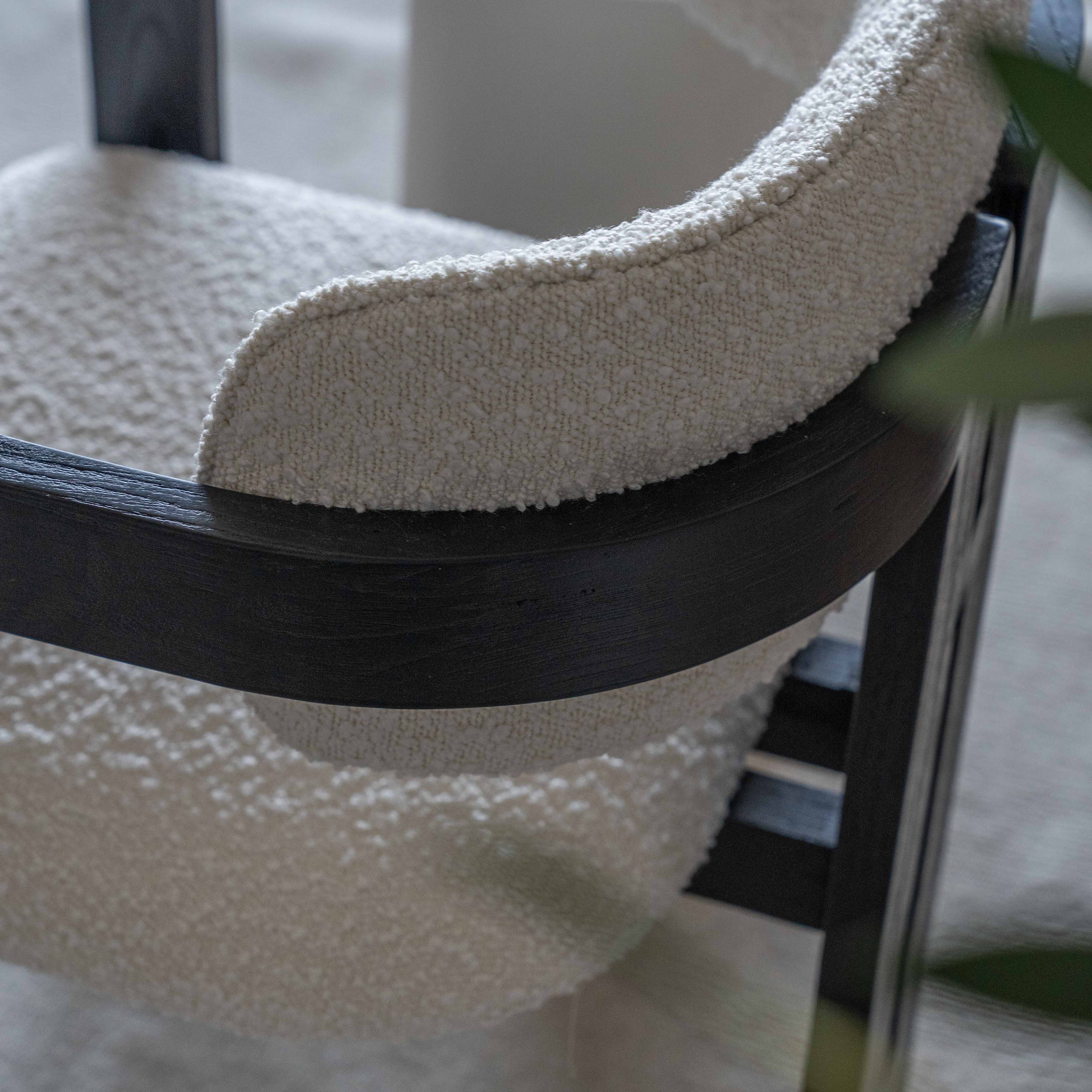 Caden Black Solid Wood & Boucle Dining Chair - Dining Chairs - WS Living Furniture  Furniture Store in Dubai