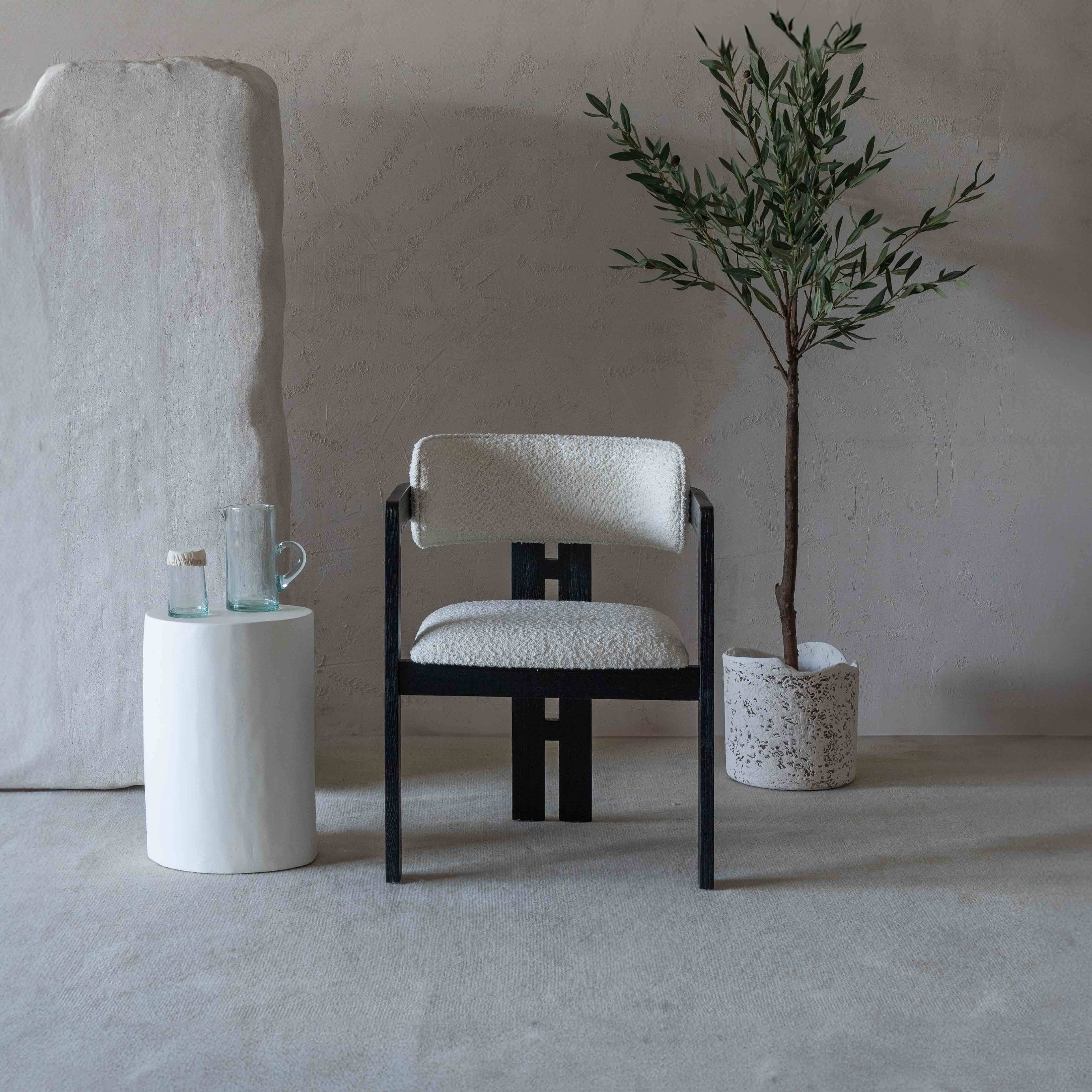 Caden Black Solid Wood & Boucle Dining Chair - Dining Chairs - WS Living Furniture  Furniture Store in Dubai