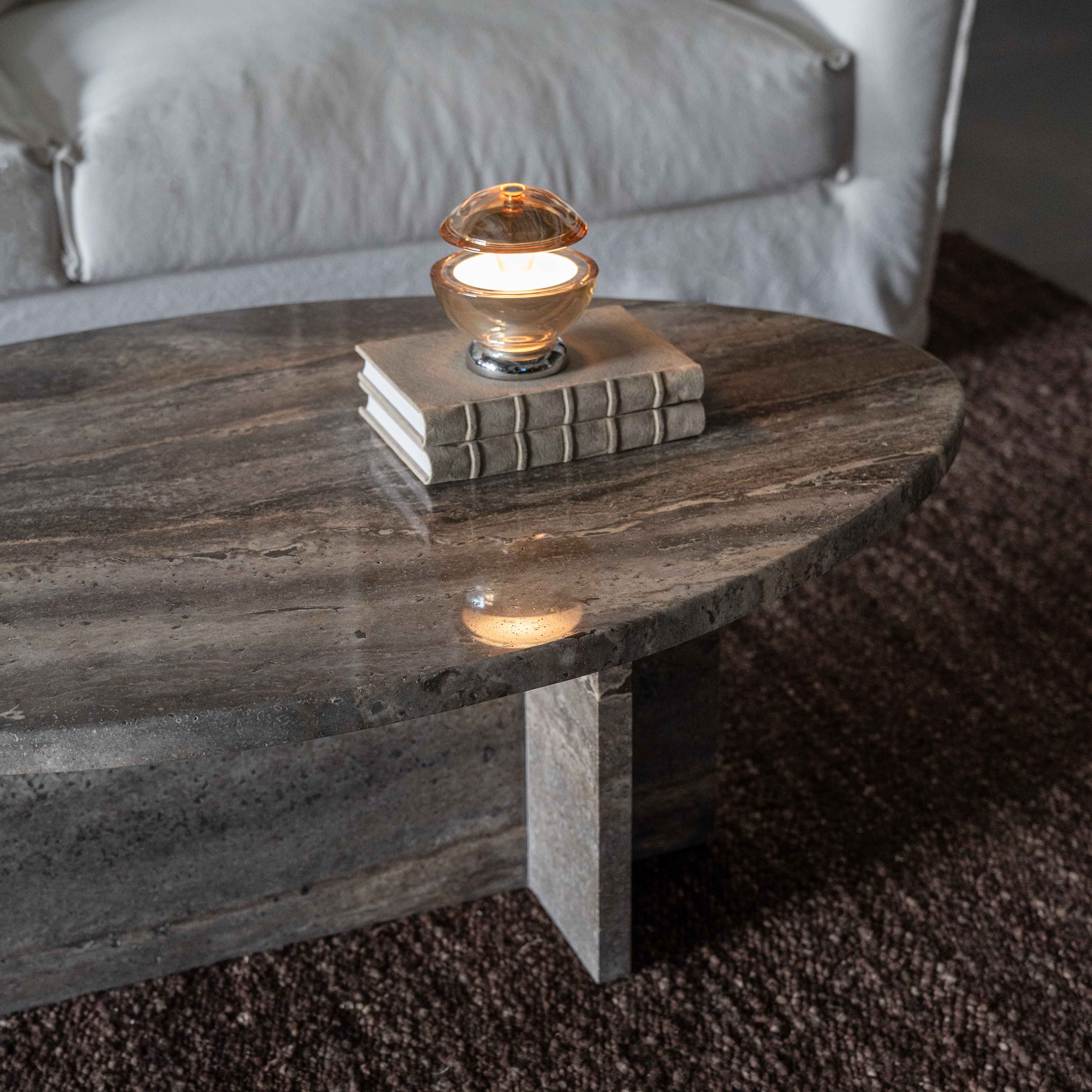 Caliza Natural Marble Oval Coffee Table