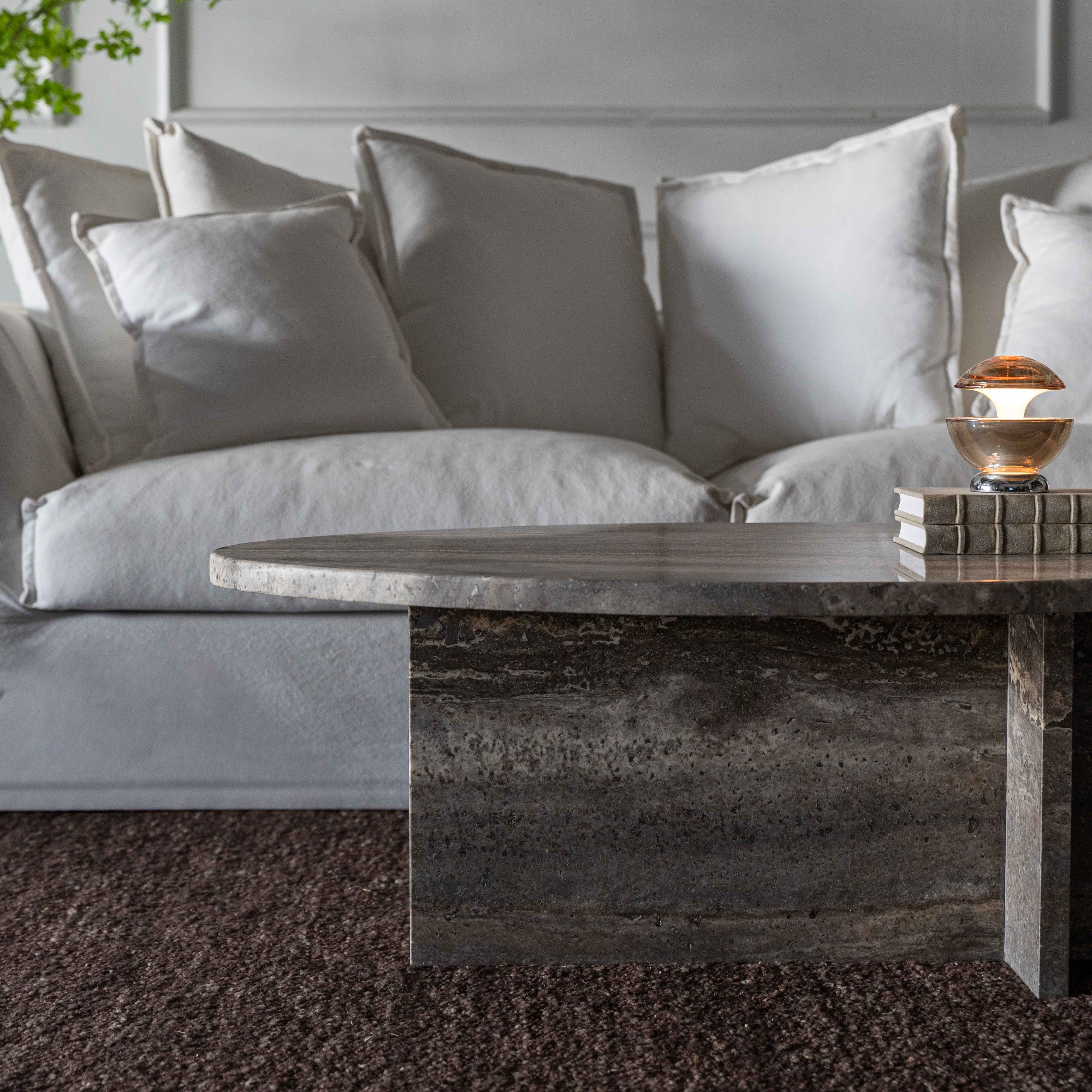 Caliza Natural Marble Oval Coffee Table