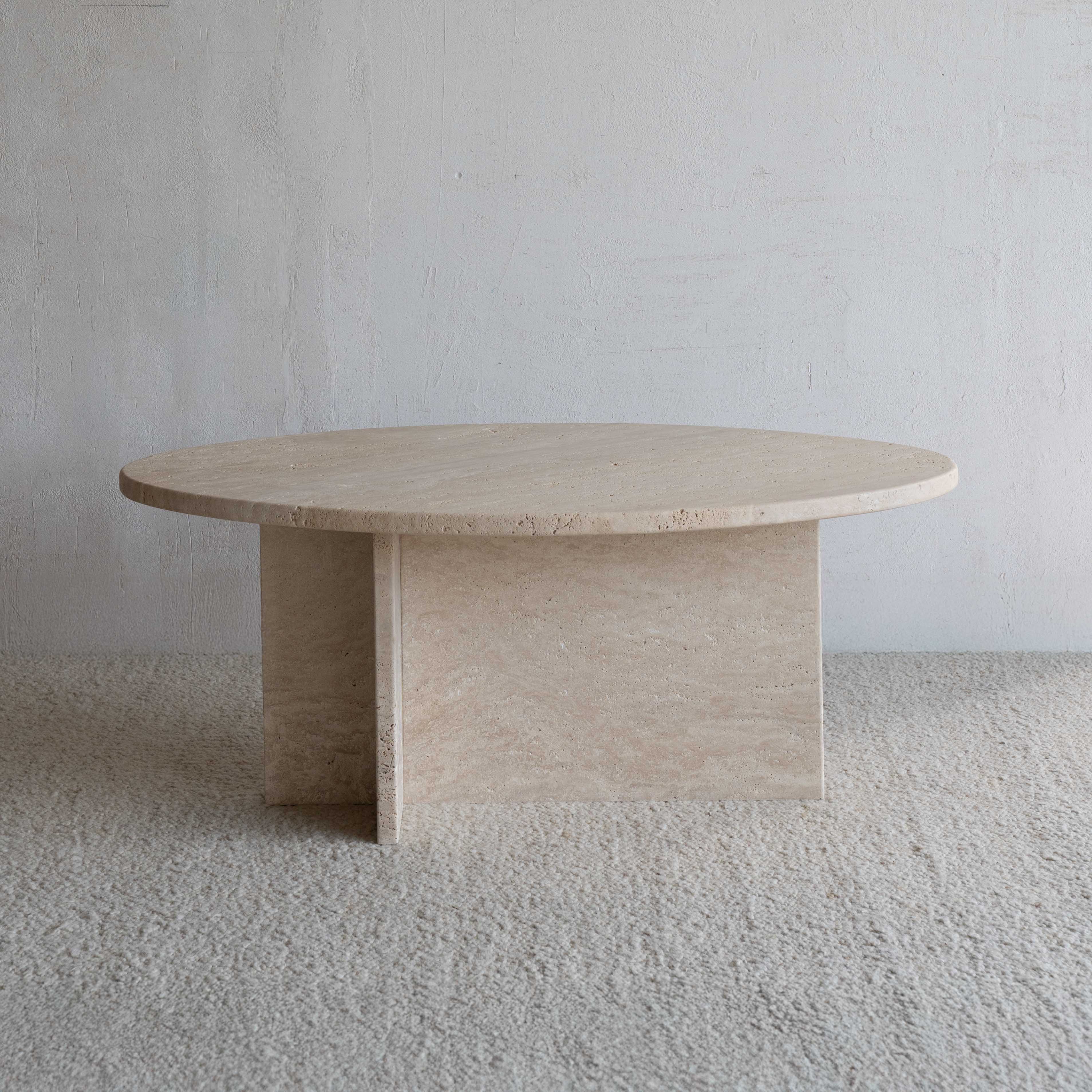 Caliza Travertine Marble Oval Coffee Table