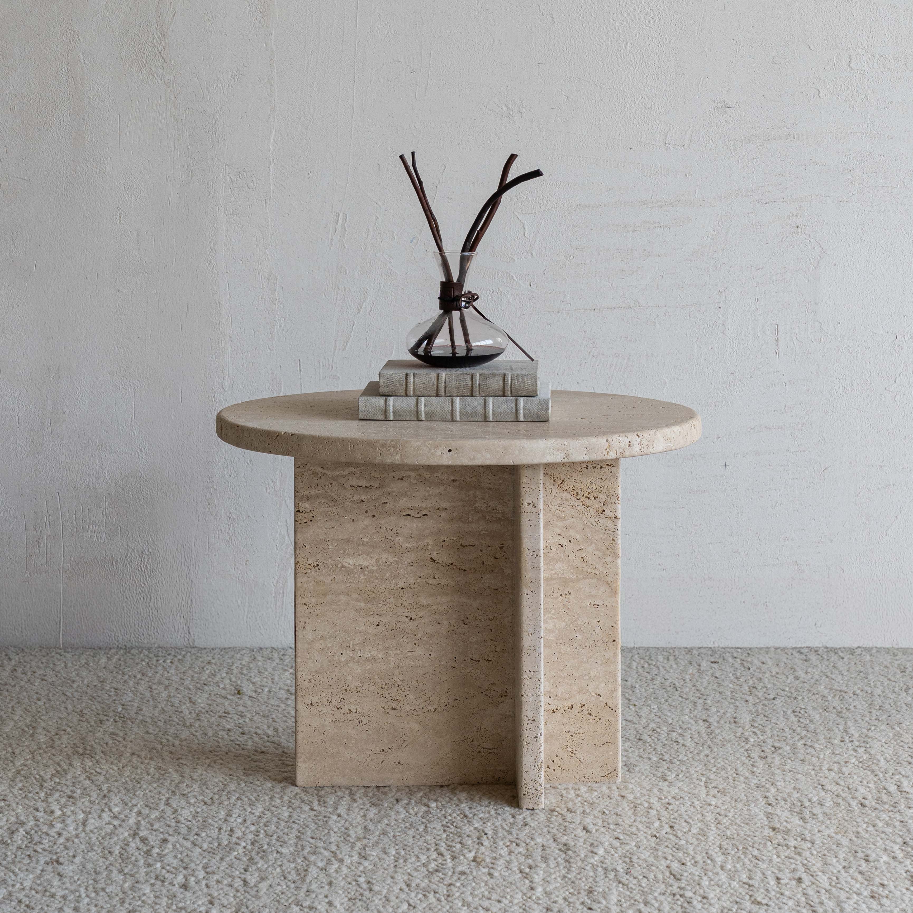 Caliza Travertine Marble Side Table