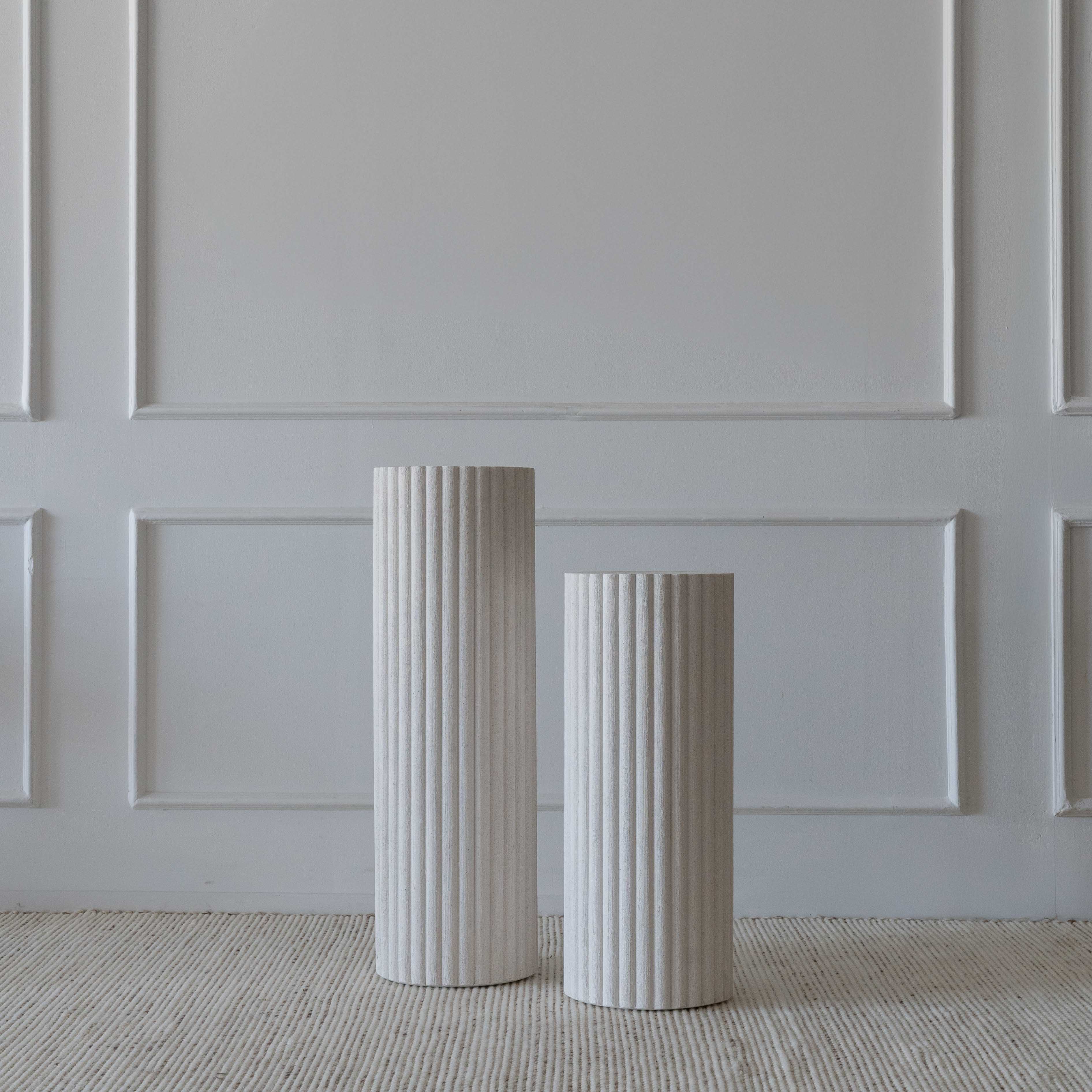 Carolina Alaska Fluted Wood Pedestal | Accent Table - Pedestal - WS Living Furniture  Furniture Store in Dubai