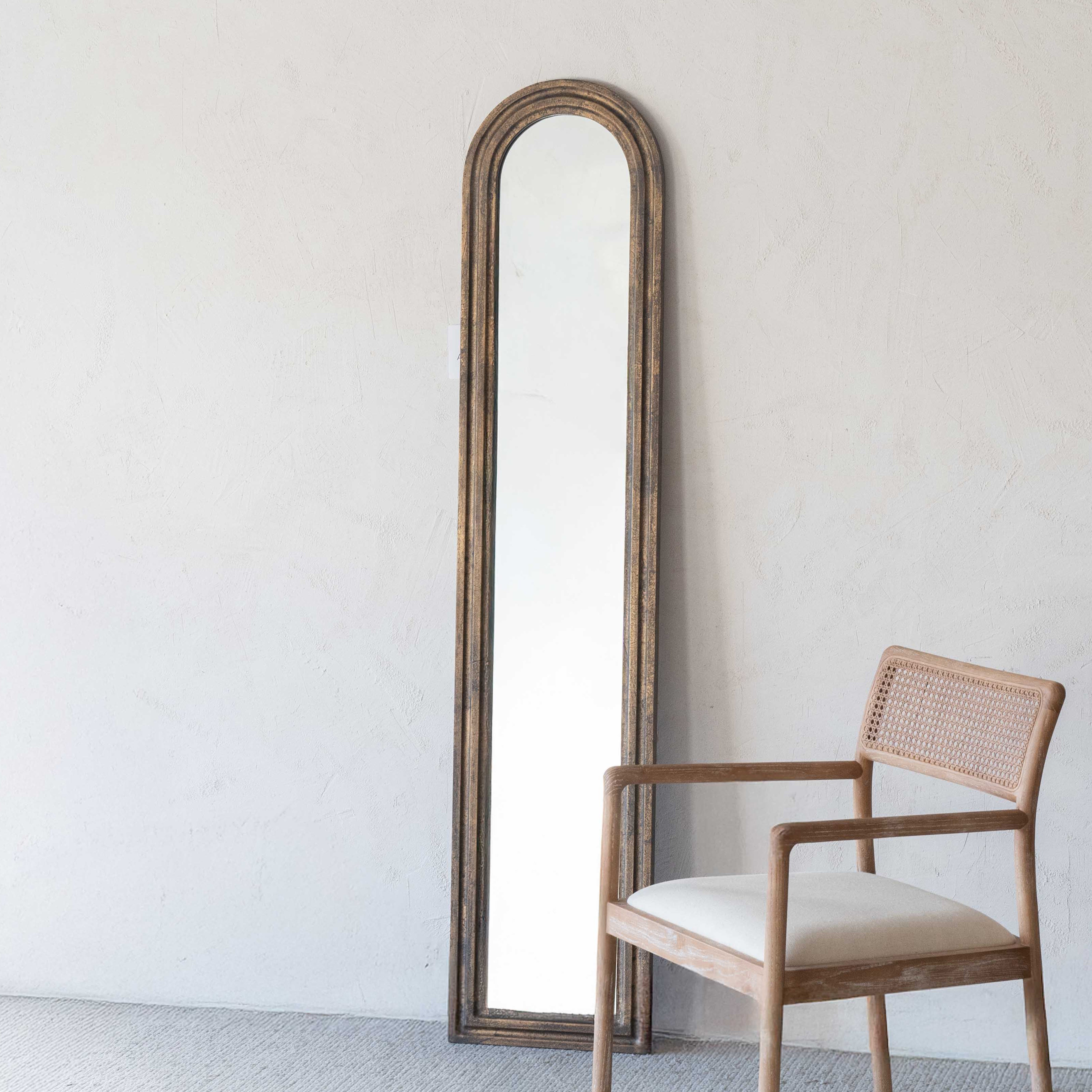 Cedar Solid Wood Arch Full Length Floor Mirror - CW-12479 - Mirrors - WS Living Furniture  Furniture Store in Dubai