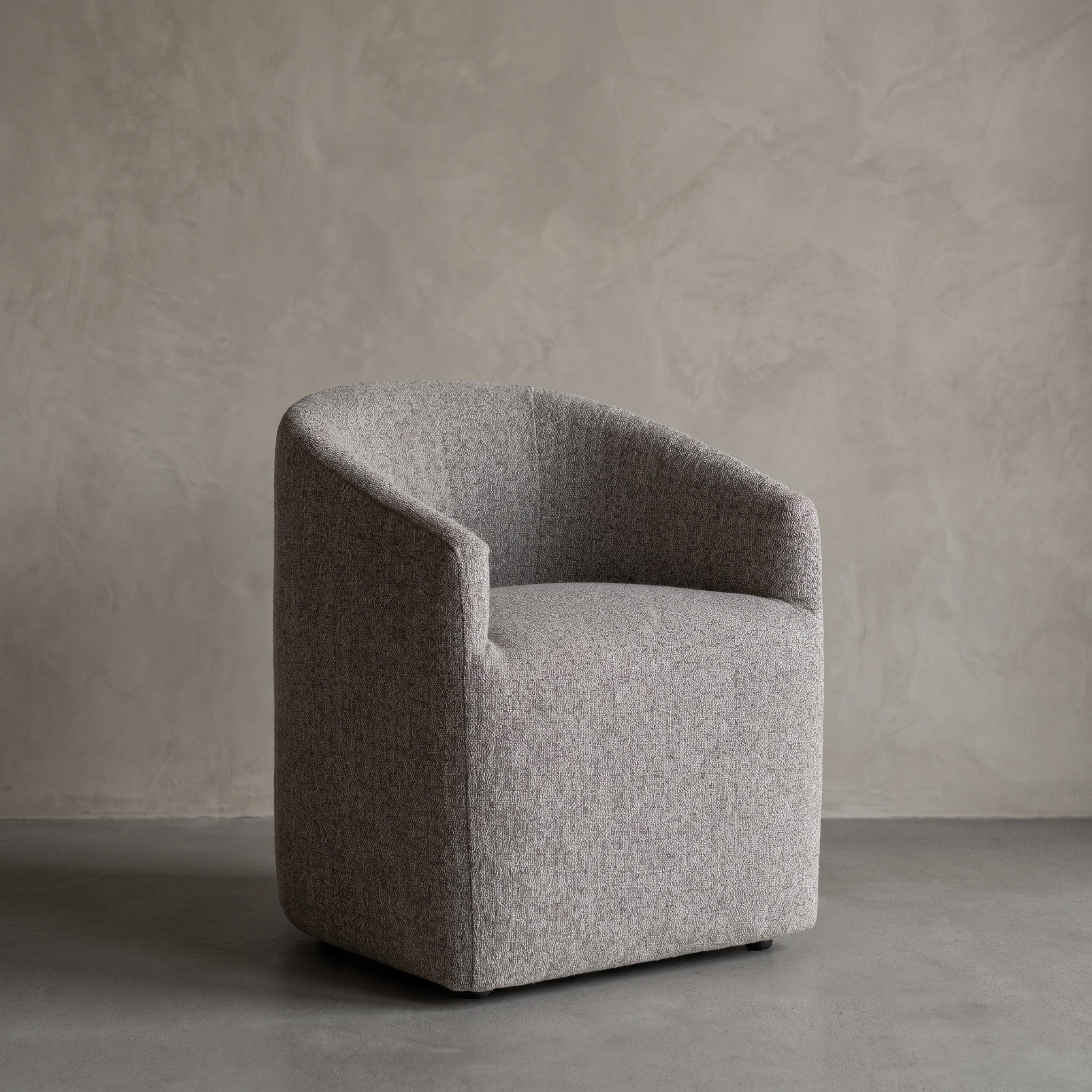 Galet Barrel Dining Armchair With Wheels - GREY