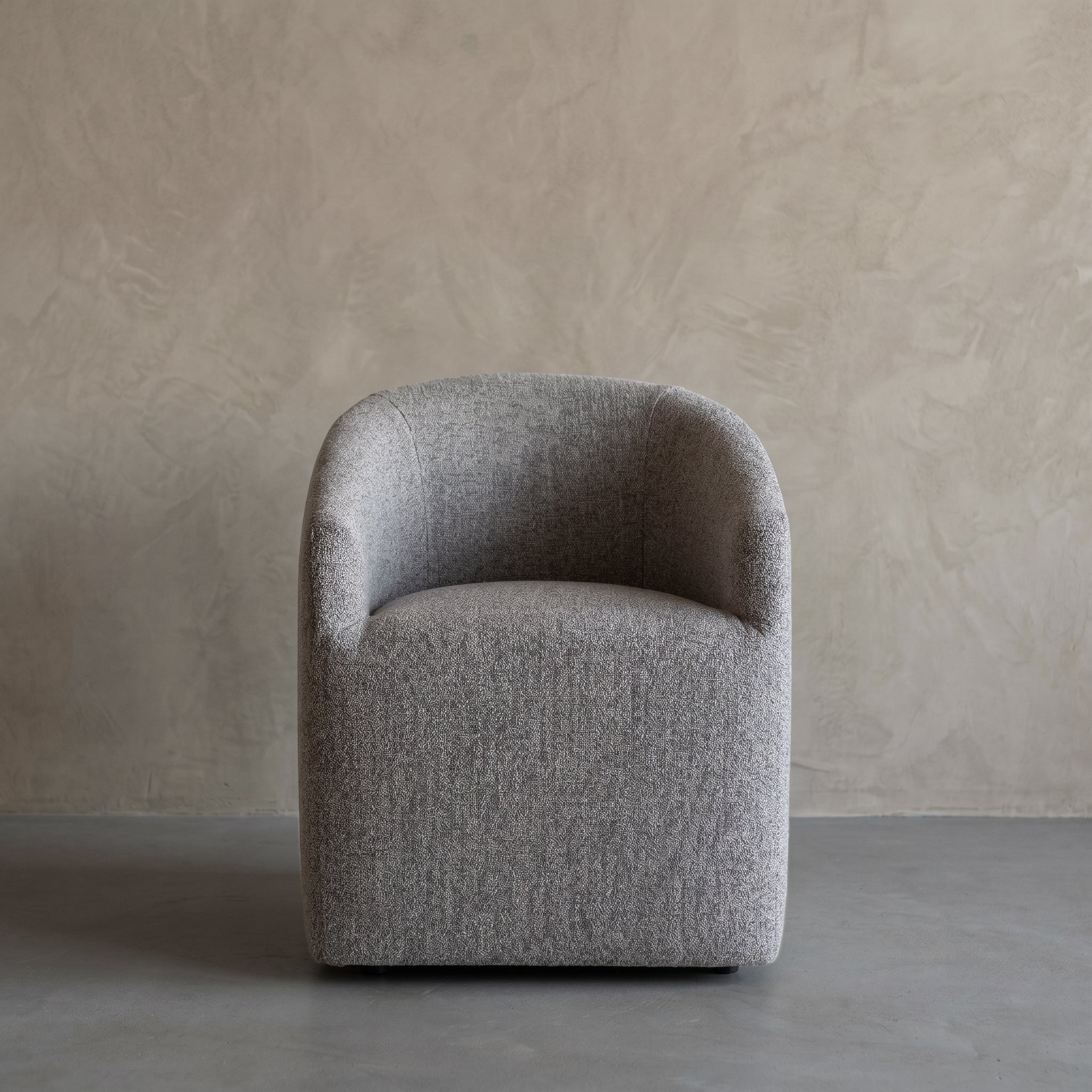 Galet Barrel Dining Armchair With Wheels - GREY