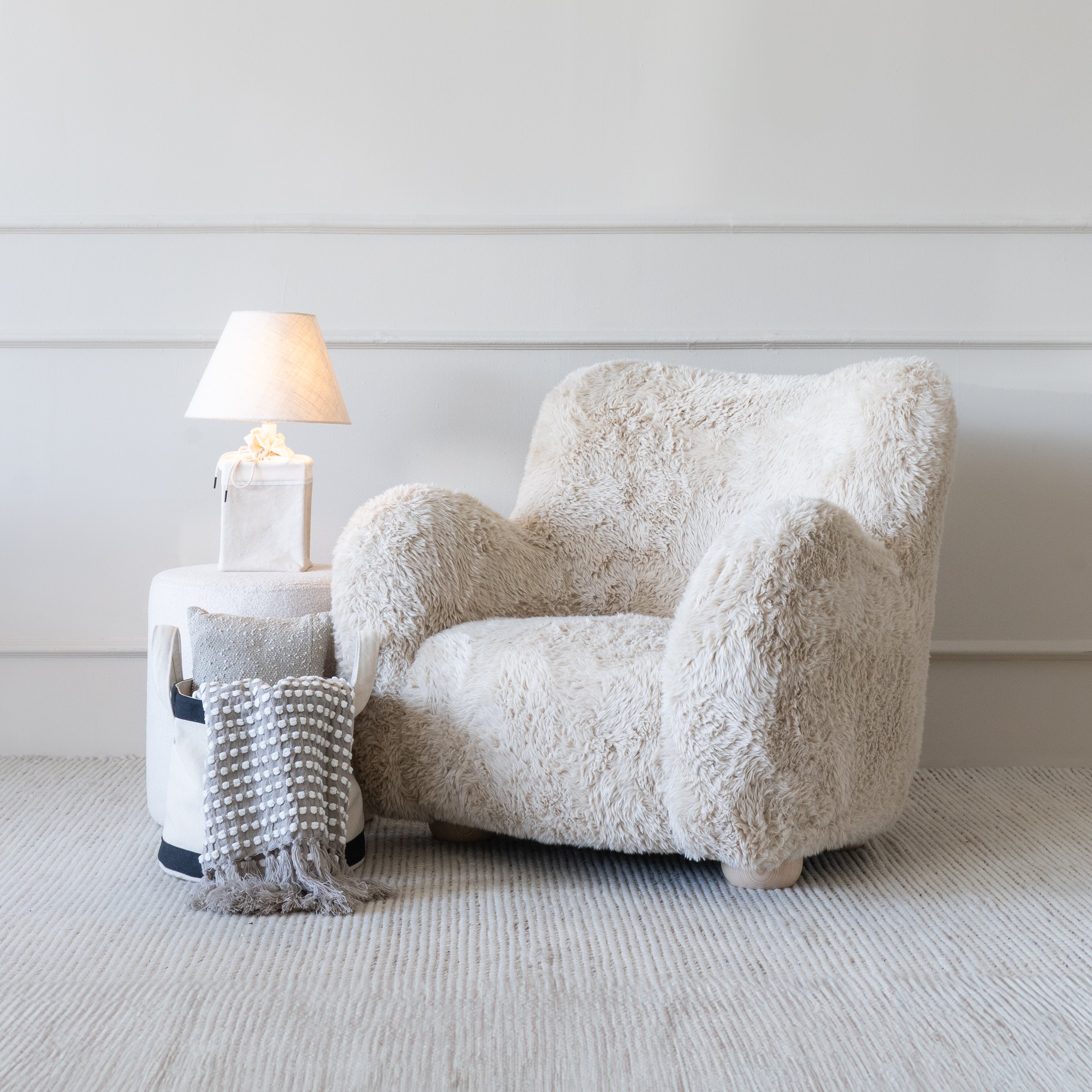 Chloe Armchair Fur Fabric - Lounge Chair - WS Living Furniture Furniture Store in Dubai