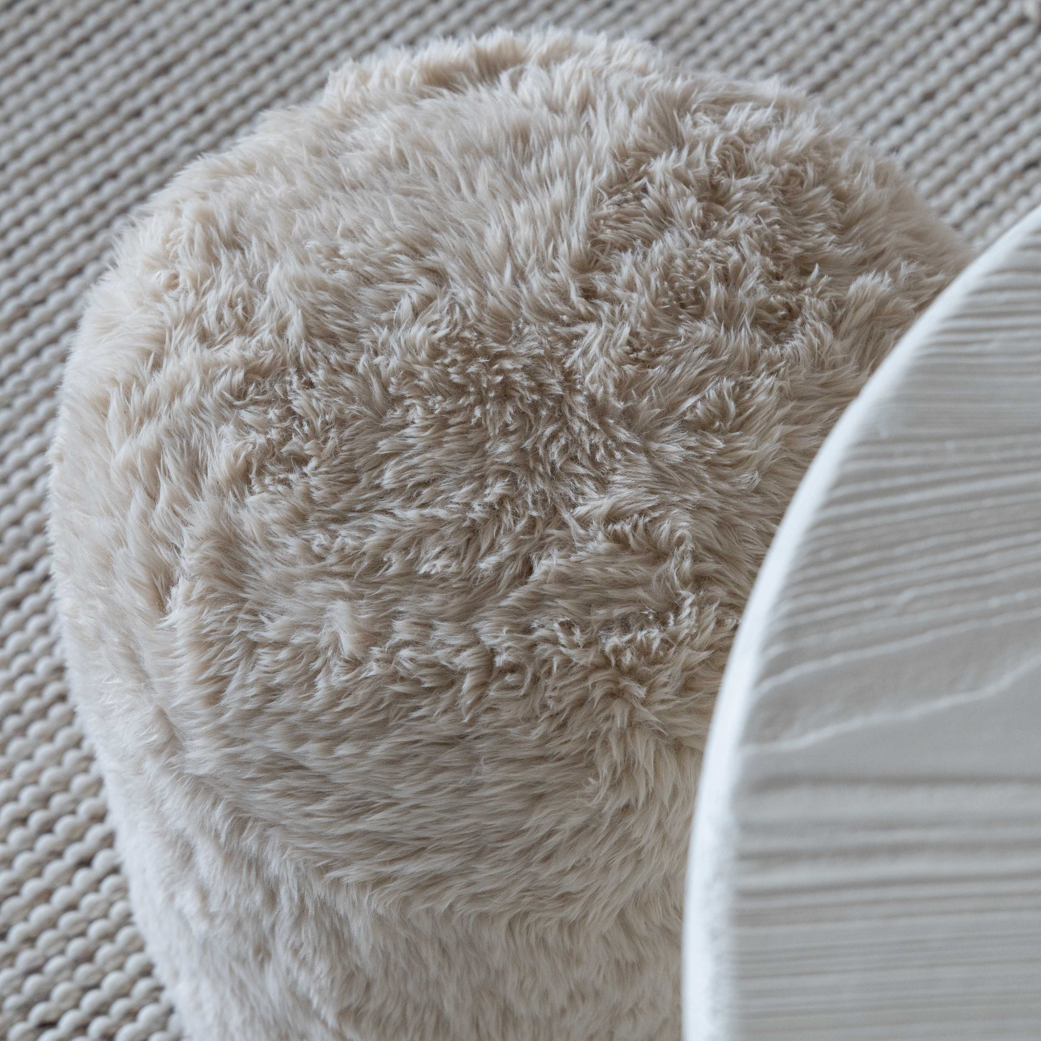 Chloe Round Stool | Pouf Ottoman - Beige - Pouf - WS Living Furniture Furniture Store in Dubai