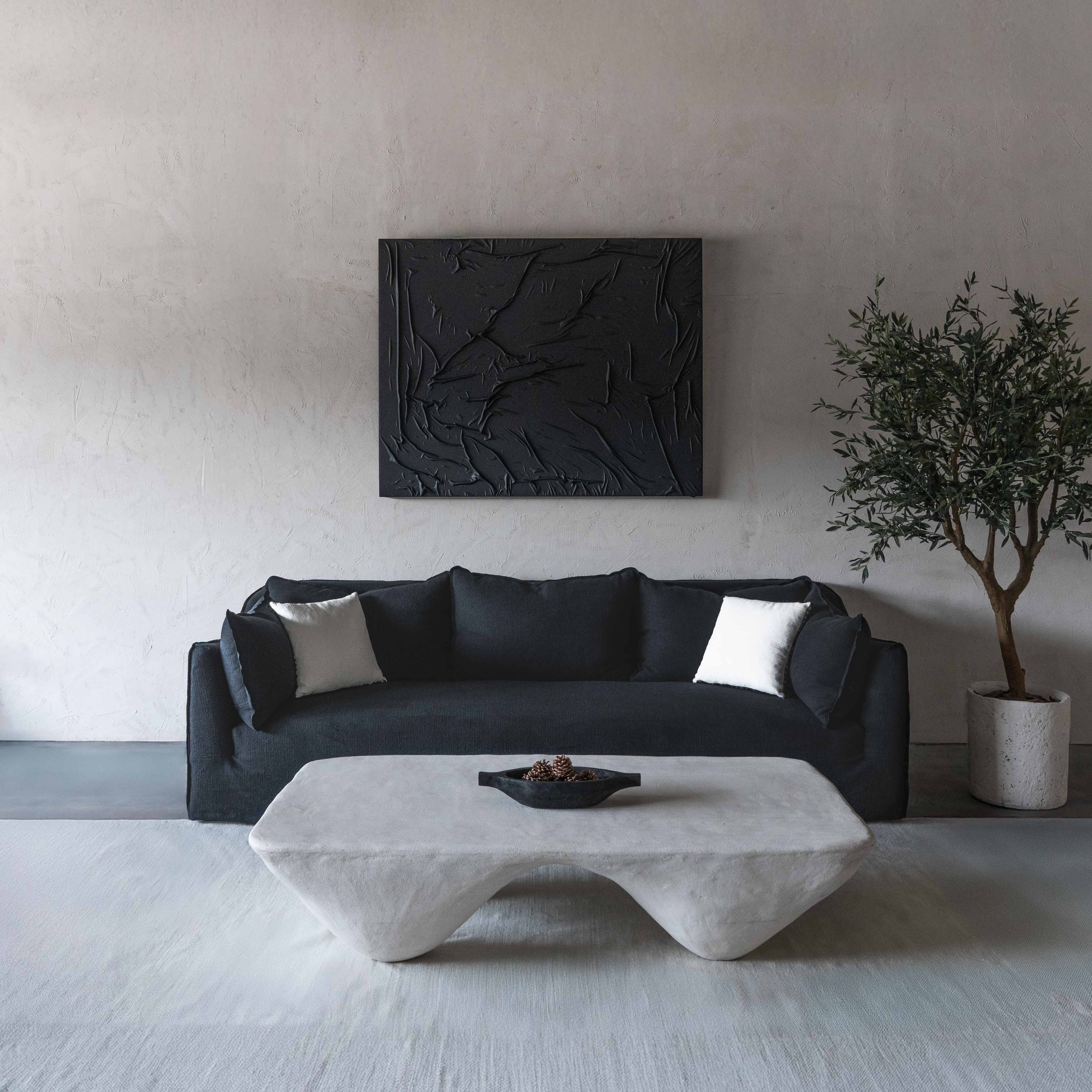 Clara Black Linen Modern 3 Seater Sofa - Sofas - WS Living Furniture Furniture Store in Dubai
