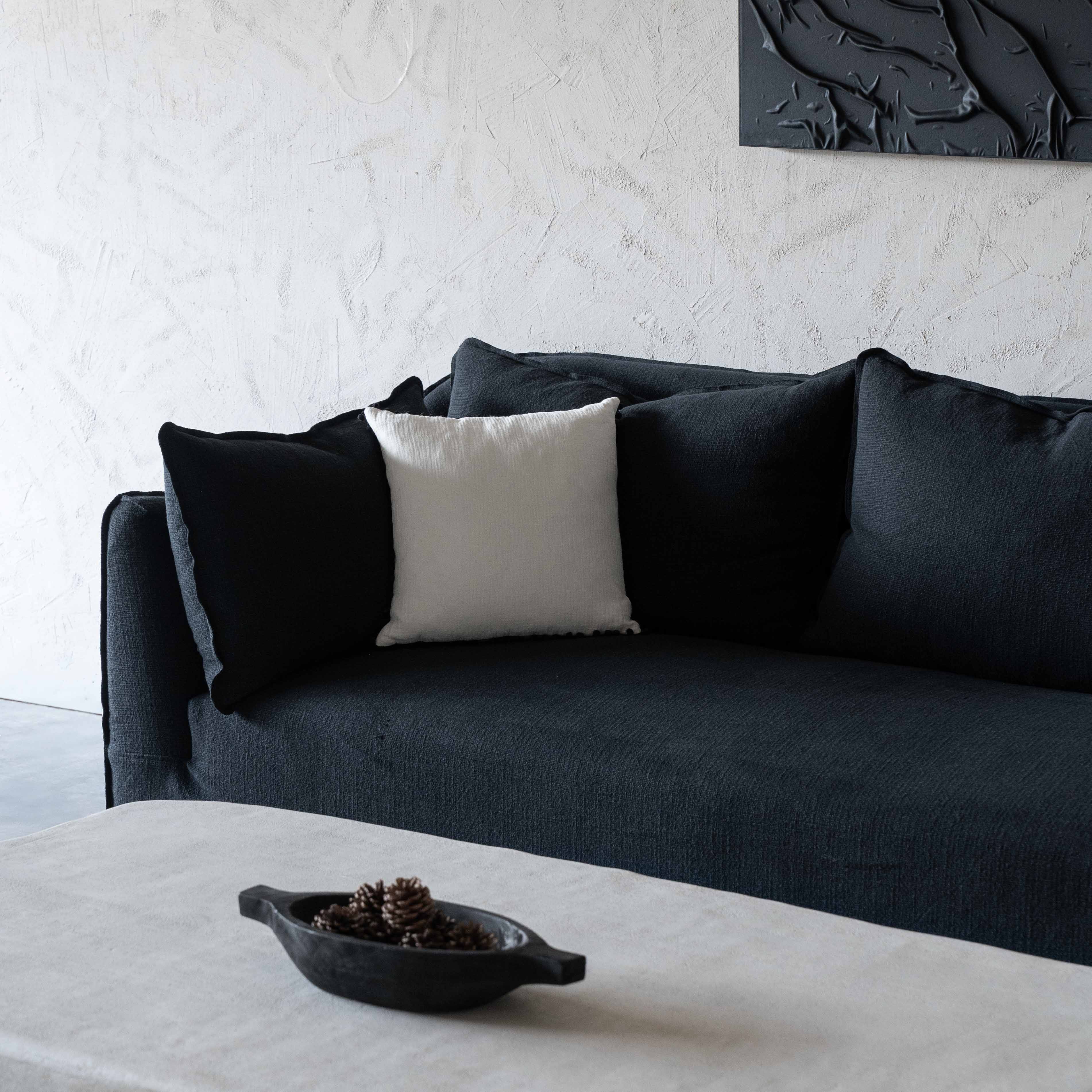 Clara Black Linen Modern 3 Seater Sofa - Sofas - WS Living Furniture Furniture Store in Dubai