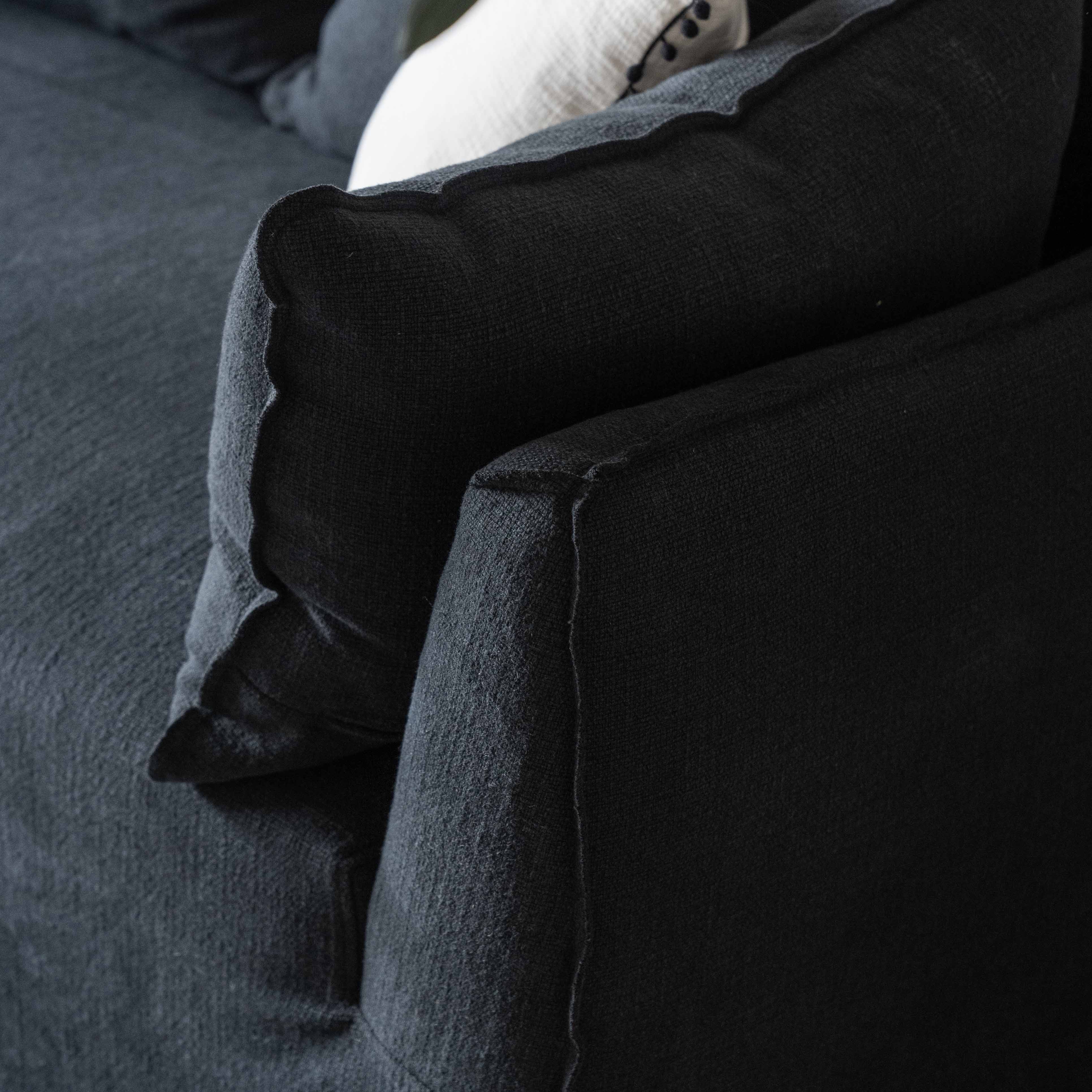 Clara Black Linen Modern 3 Seater Sofa - Sofas - WS Living Furniture Furniture Store in Dubai