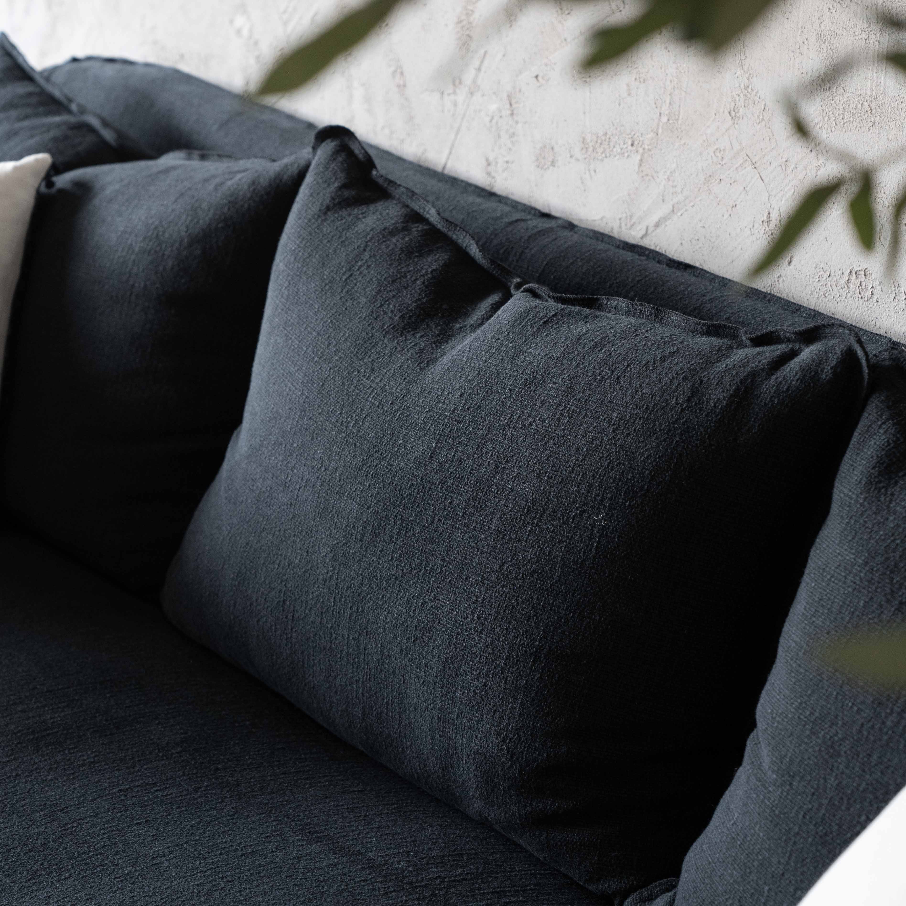 Clara Black Linen Modern 3 Seater Sofa - Sofas - WS Living Furniture Furniture Store in Dubai