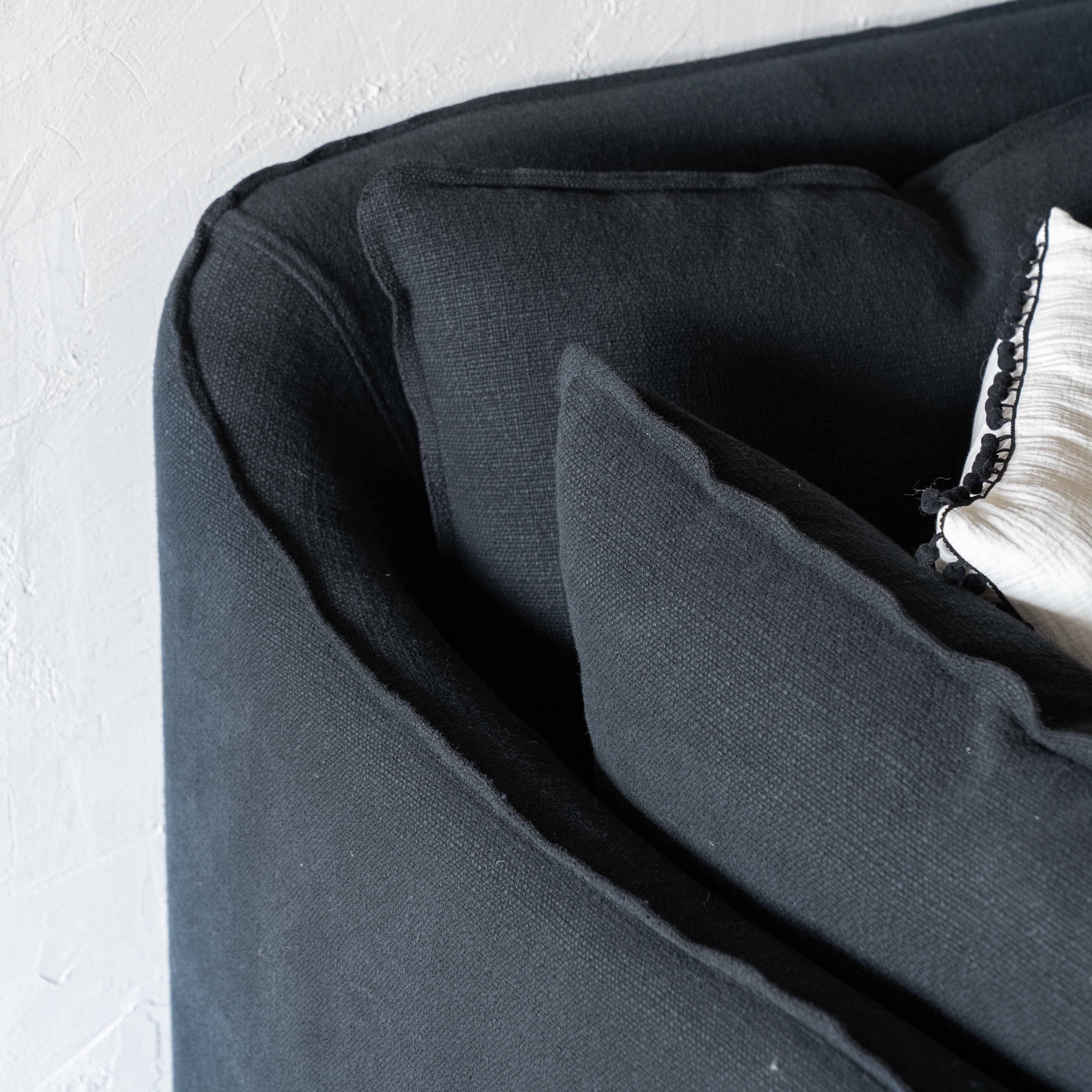 Clara Black Linen Modern 3 Seater Sofa - Sofas - WS Living Furniture Furniture Store in Dubai