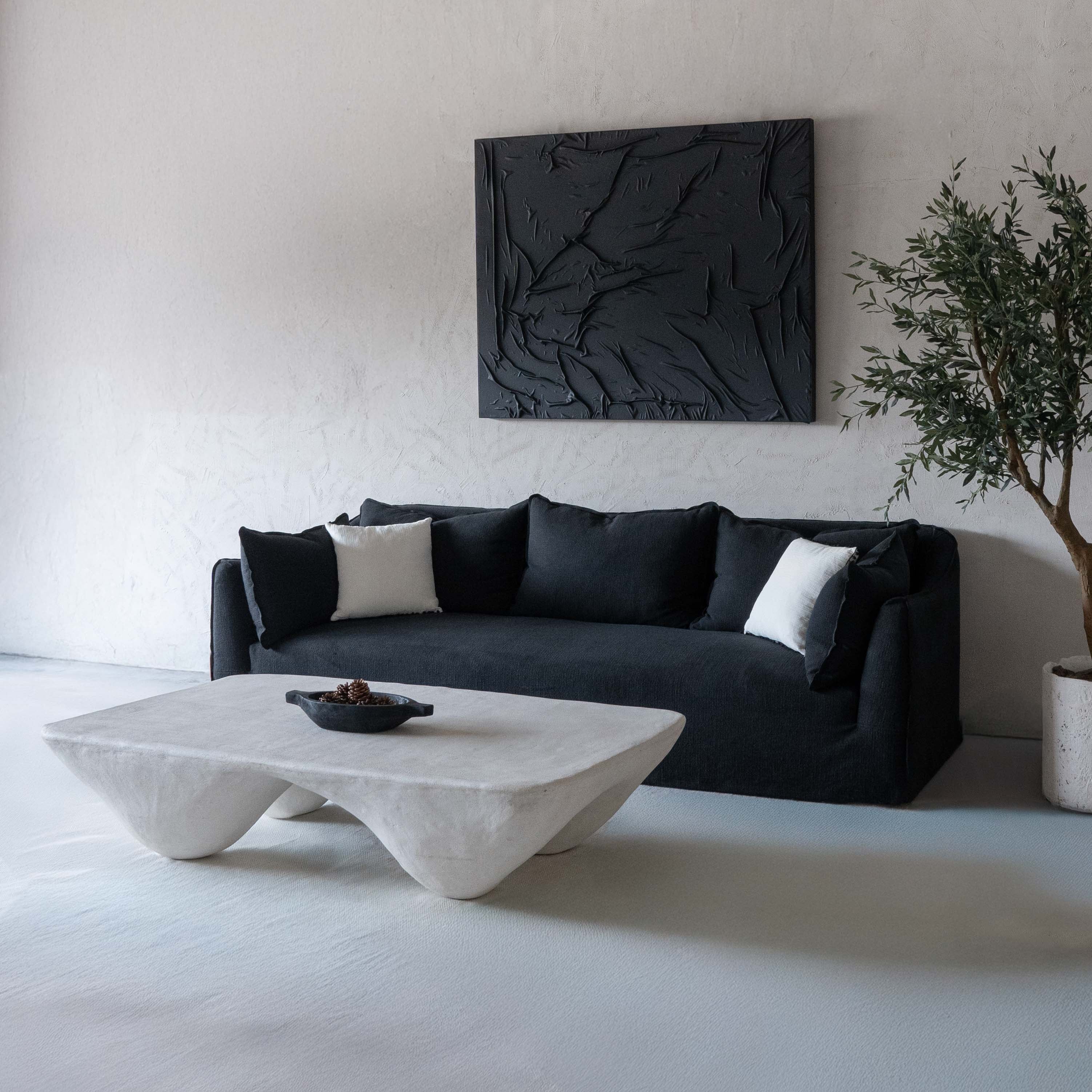Clara Black Linen Modern 3 Seater Sofa - Sofas - WS Living Furniture Furniture Store in Dubai