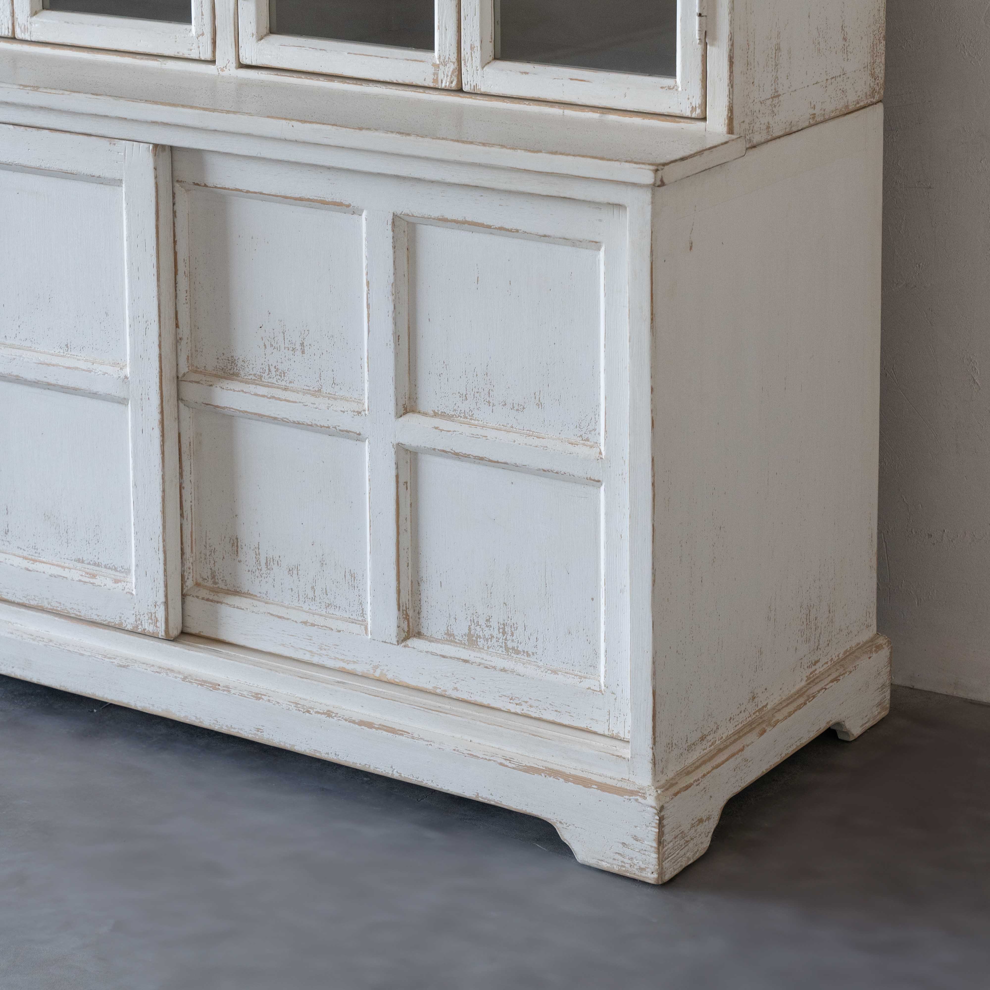 Cobra Glass Solid Wood Antique Big Book Shelf With Storage White Cabinet - Cabinets - WS Living Furniture Furniture Store in Dubai
